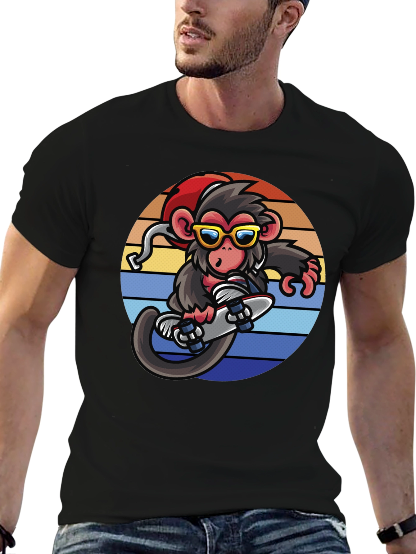 Monkey Skateboarder Graphic Tee
