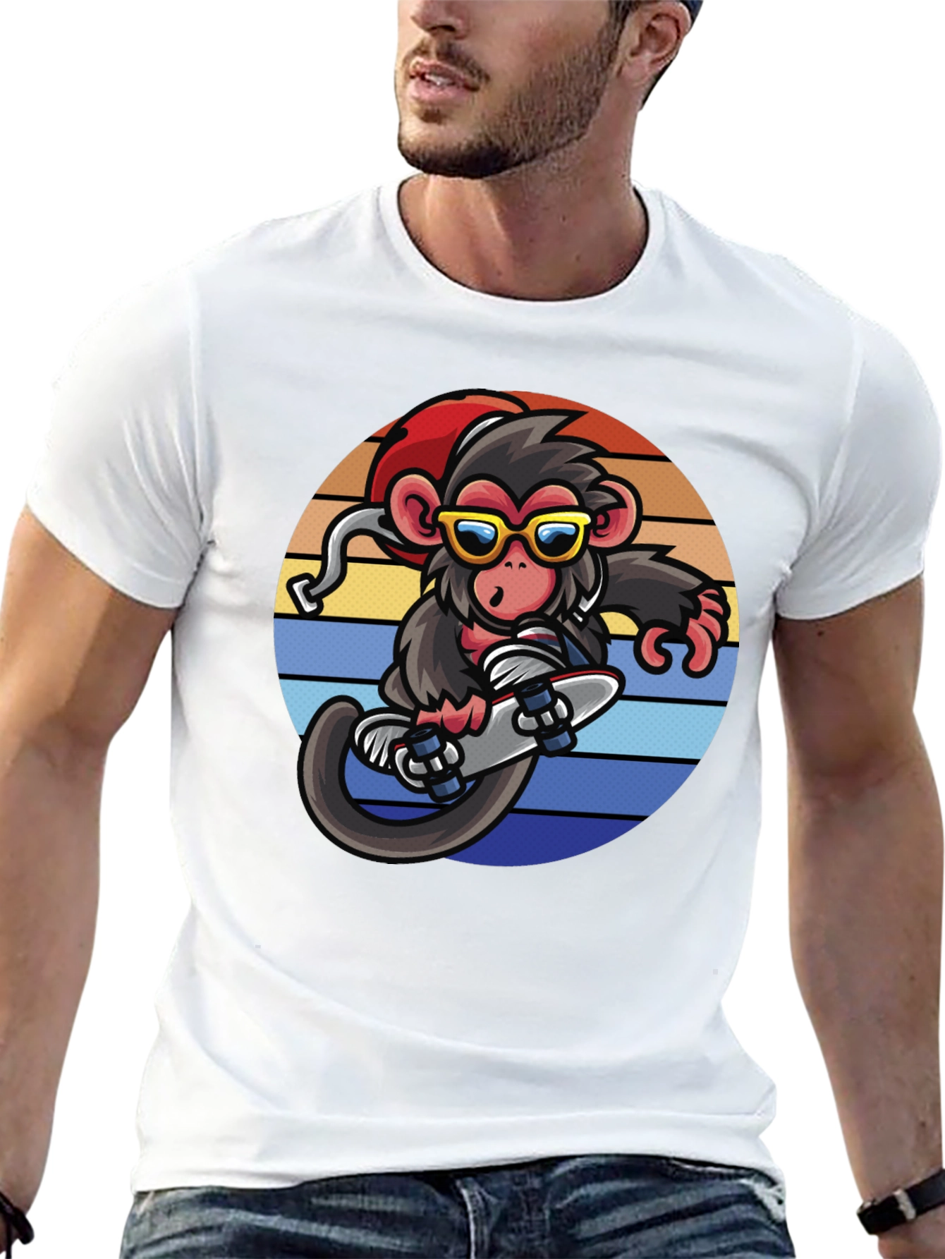 Monkey Skateboarder Graphic Tee