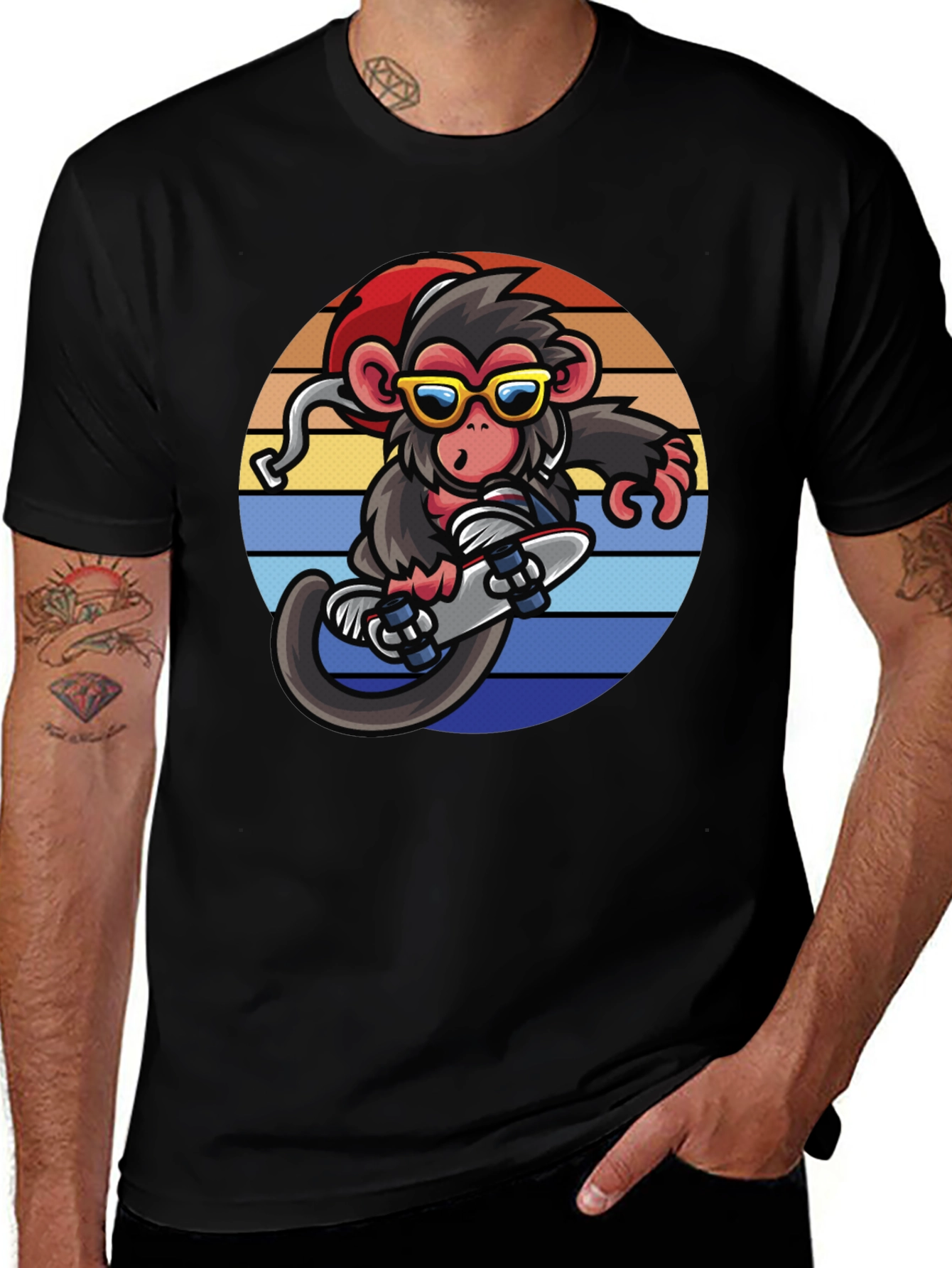 Monkey Skateboarder Graphic Tee