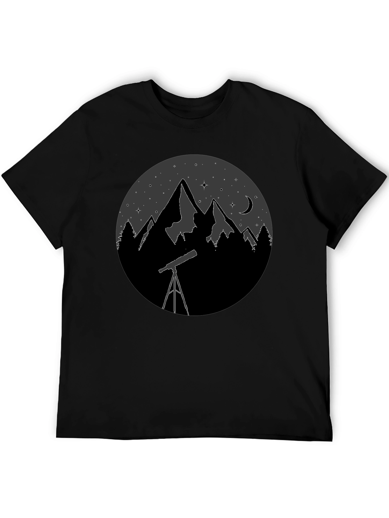 Night Sky Telescope Mountain Graphic Tee