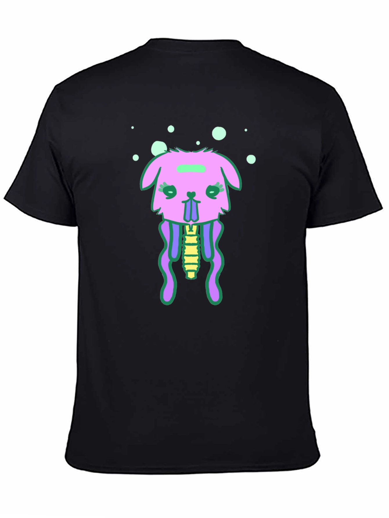 Black T-Shirt with Funky Jellyfish Bunny Design