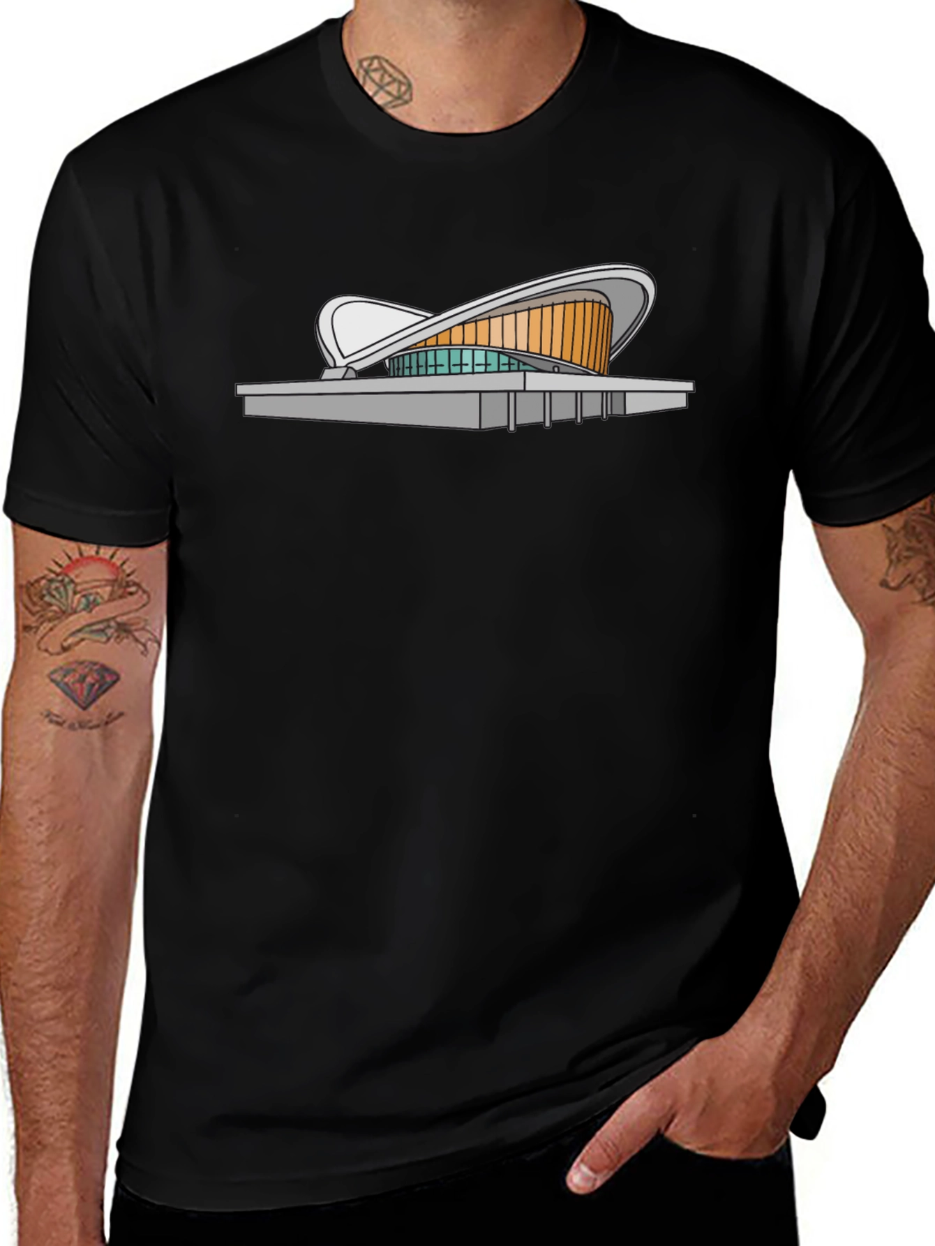 Modern Architecture Tee - Black Cotton Blend
