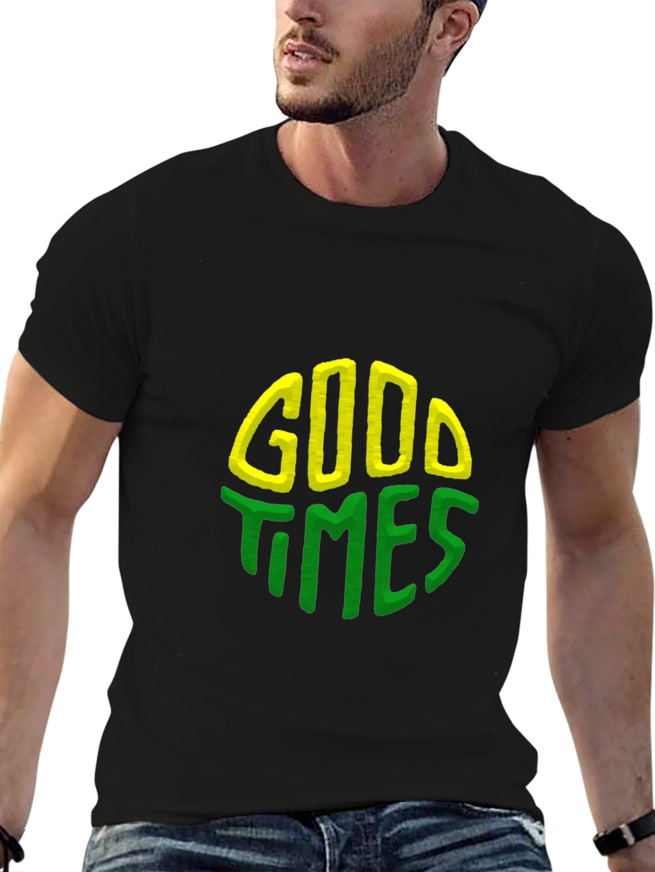 Good Times Graphic Tee - Black Crew Neck Shirt