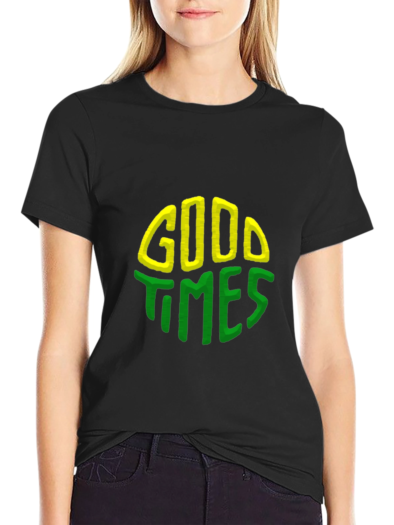 Good Times Graphic Tee - Black Crew Neck Shirt