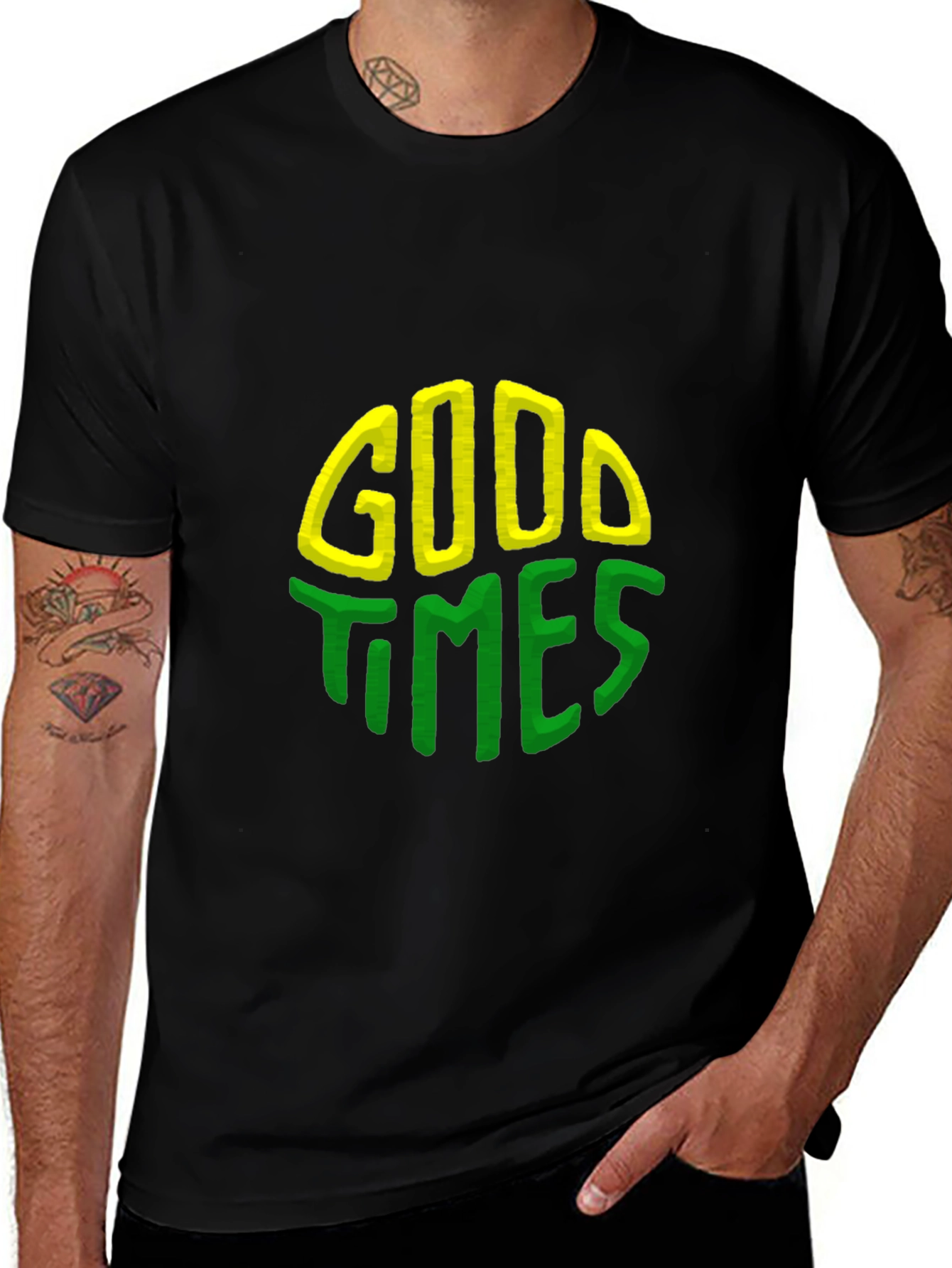 Good Times Graphic Tee - Black Crew Neck Shirt