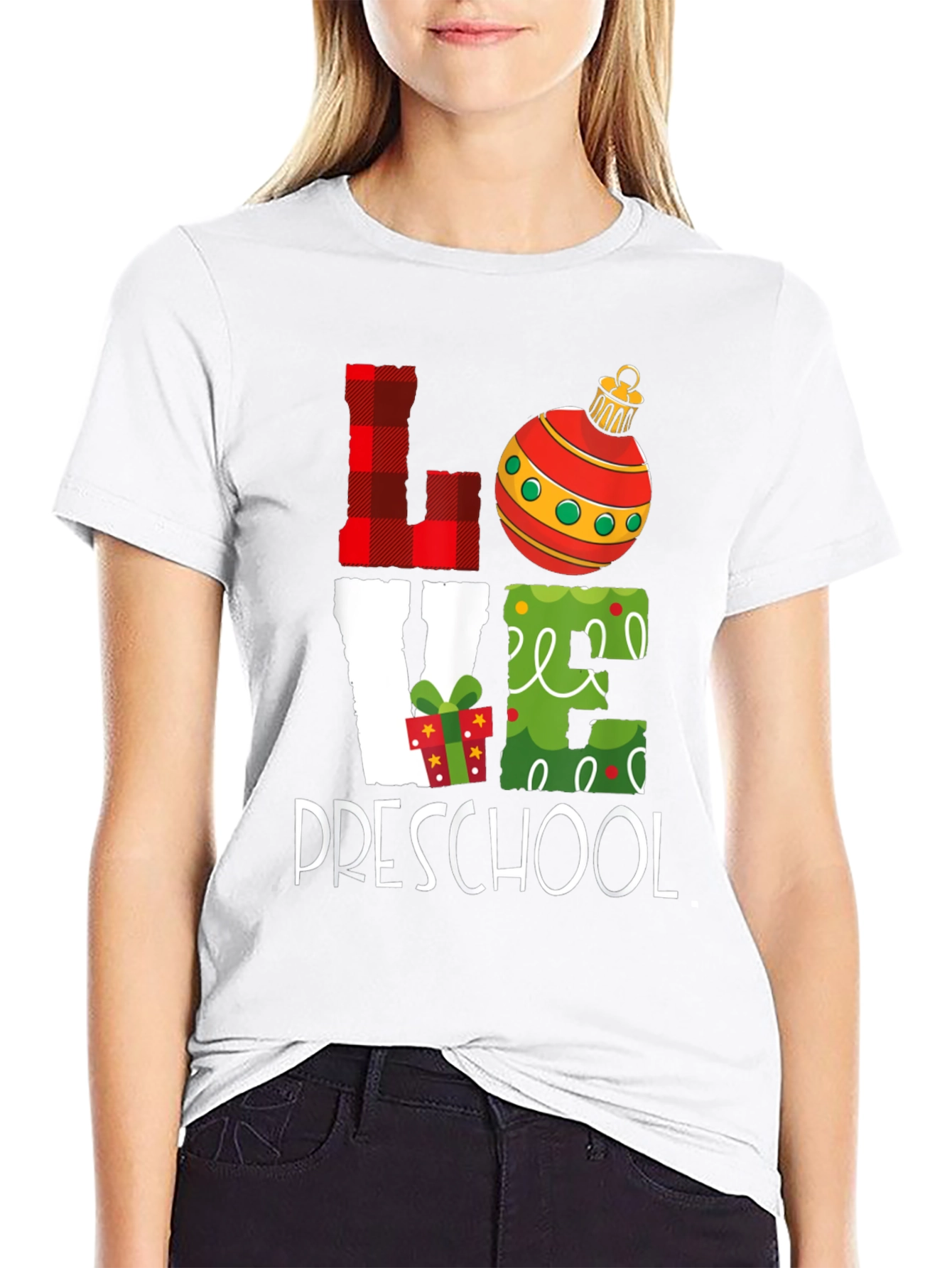 Love Preschool Christmas Graphic Tee