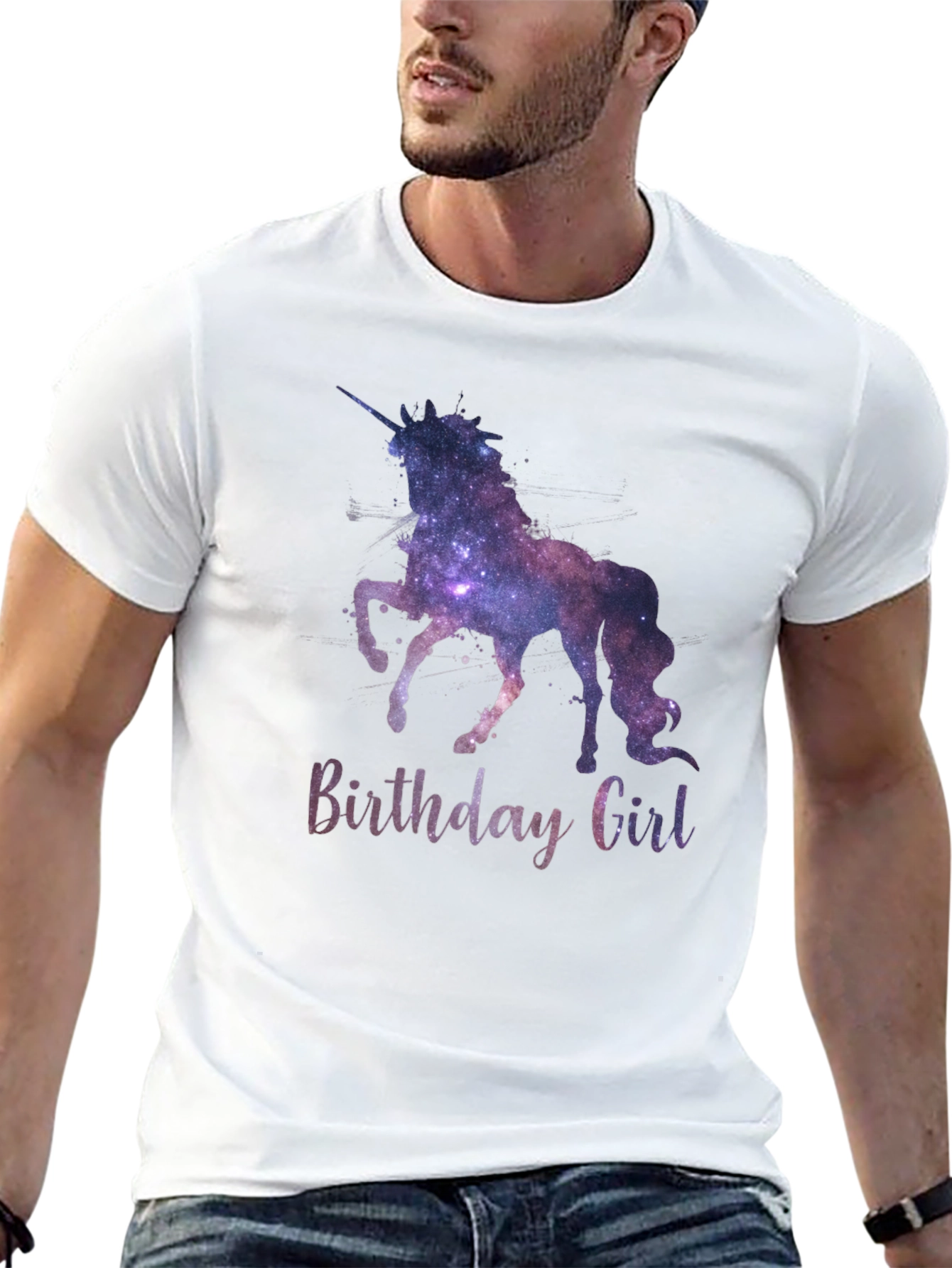 Unicorn Birthday Girl T-Shirt Galaxy Design