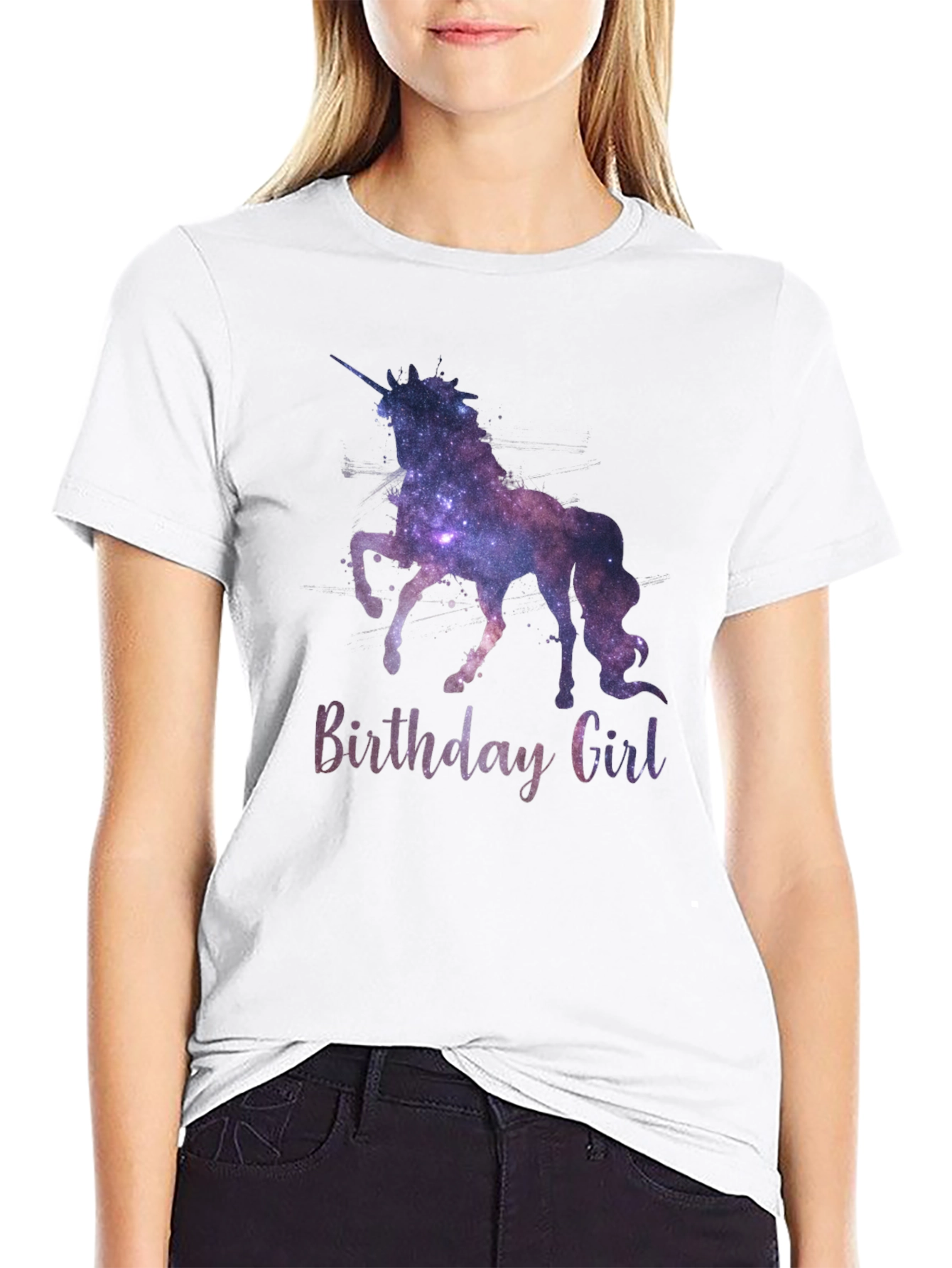 Unicorn Birthday Girl T-Shirt Galaxy Design
