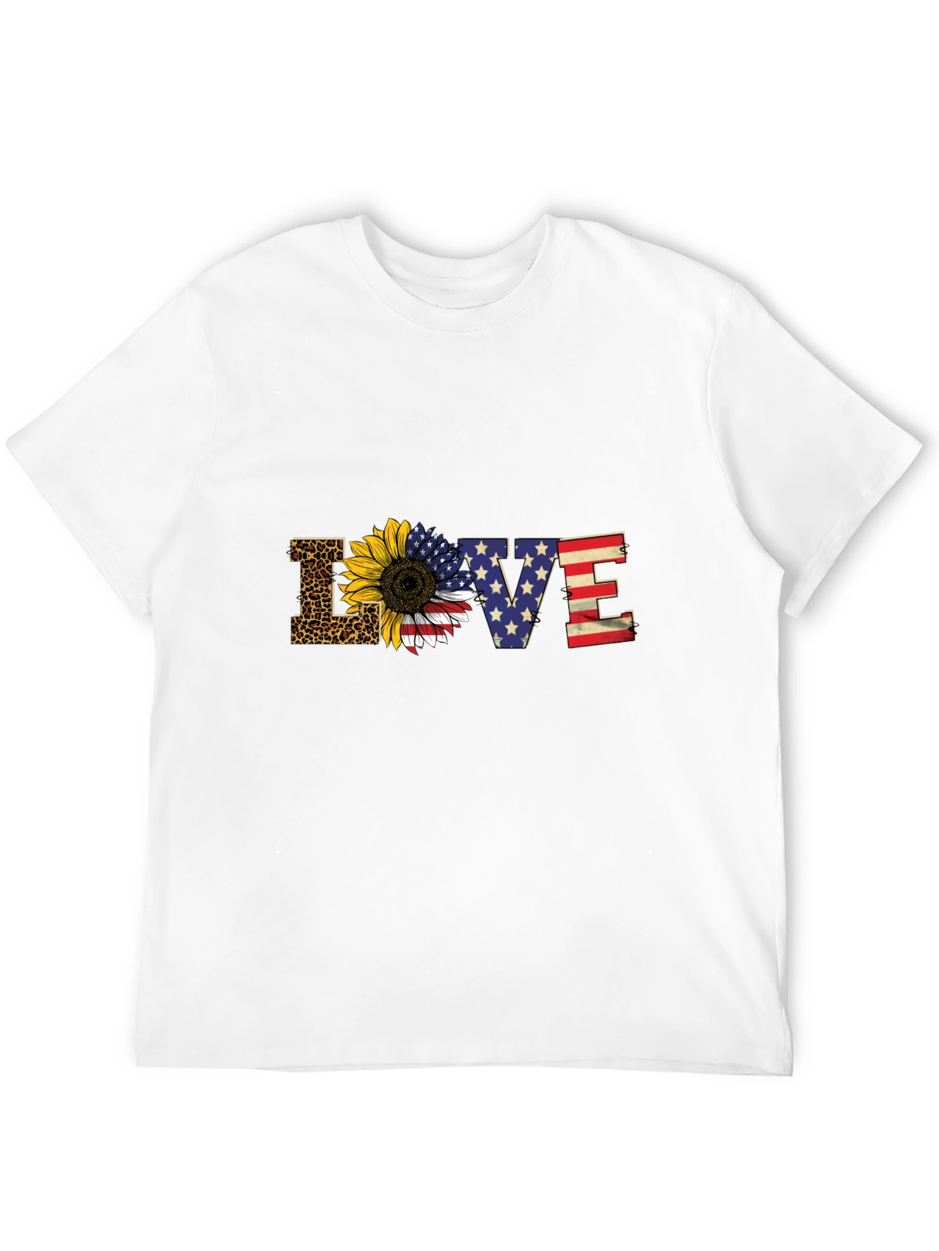 Patriotic Leopard Sunflower LOVE Graphic Tee