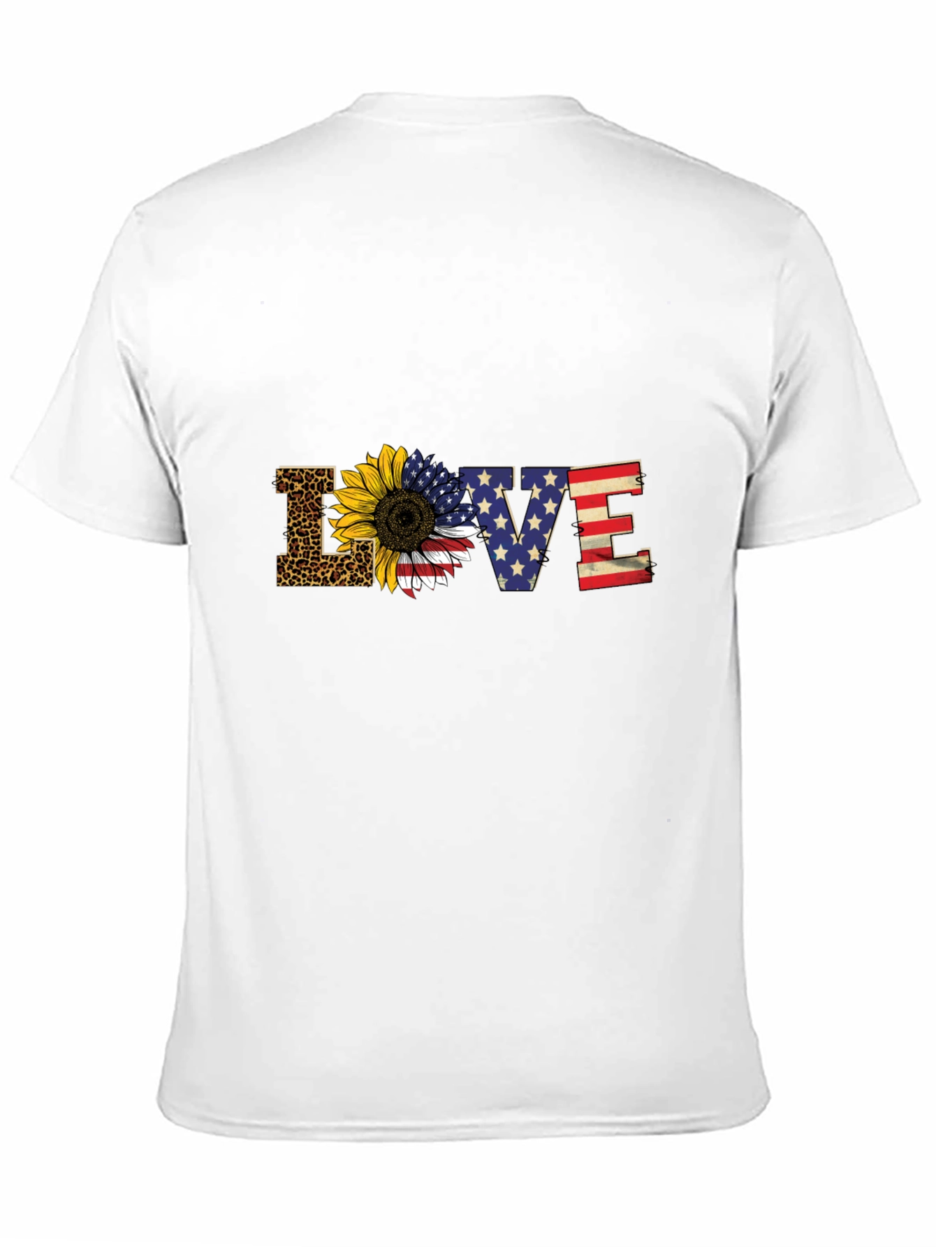 Patriotic Leopard Sunflower LOVE Graphic Tee