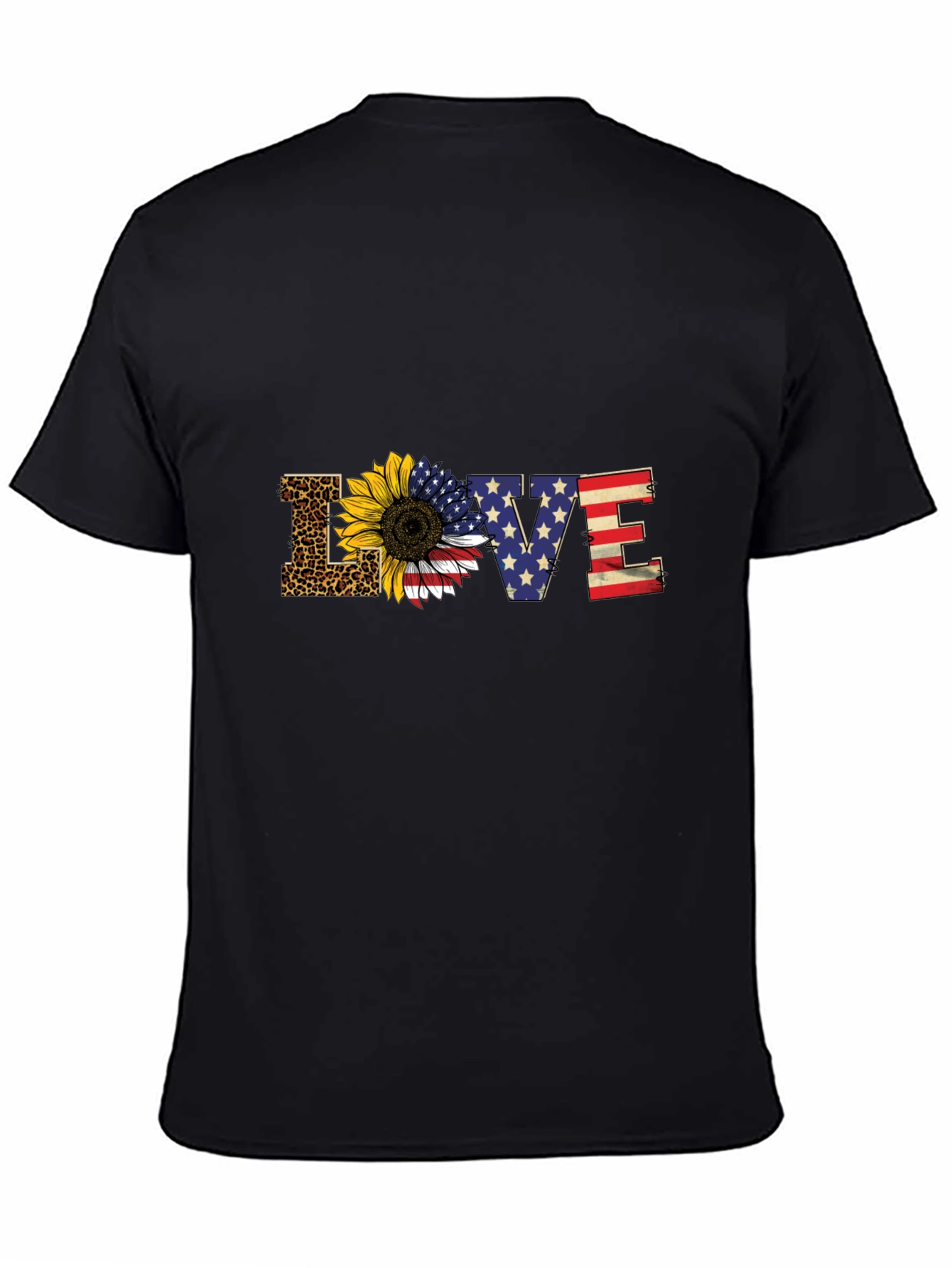 Patriotic Leopard Sunflower LOVE Graphic Tee