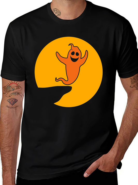 Halloween Ghost Graphic T-Shirt - Black