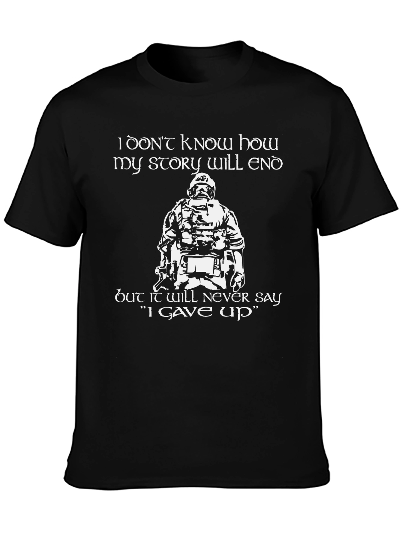 Never Give Up Graphic Tee - Black