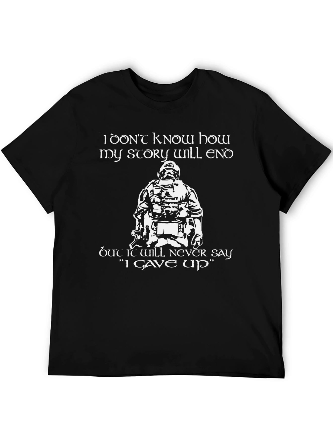 Never Give Up Graphic Tee - Black