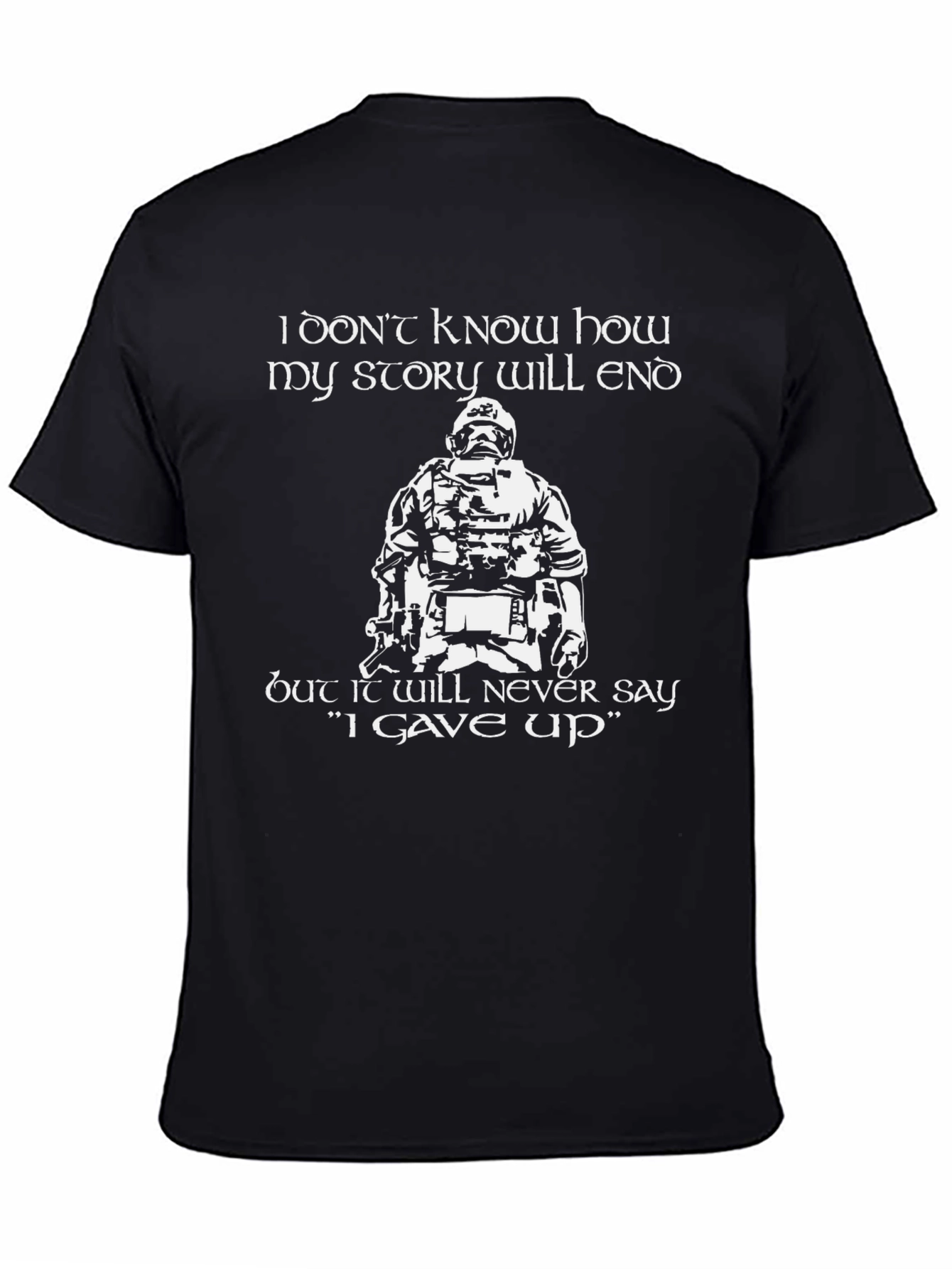 Never Give Up Graphic Tee - Black