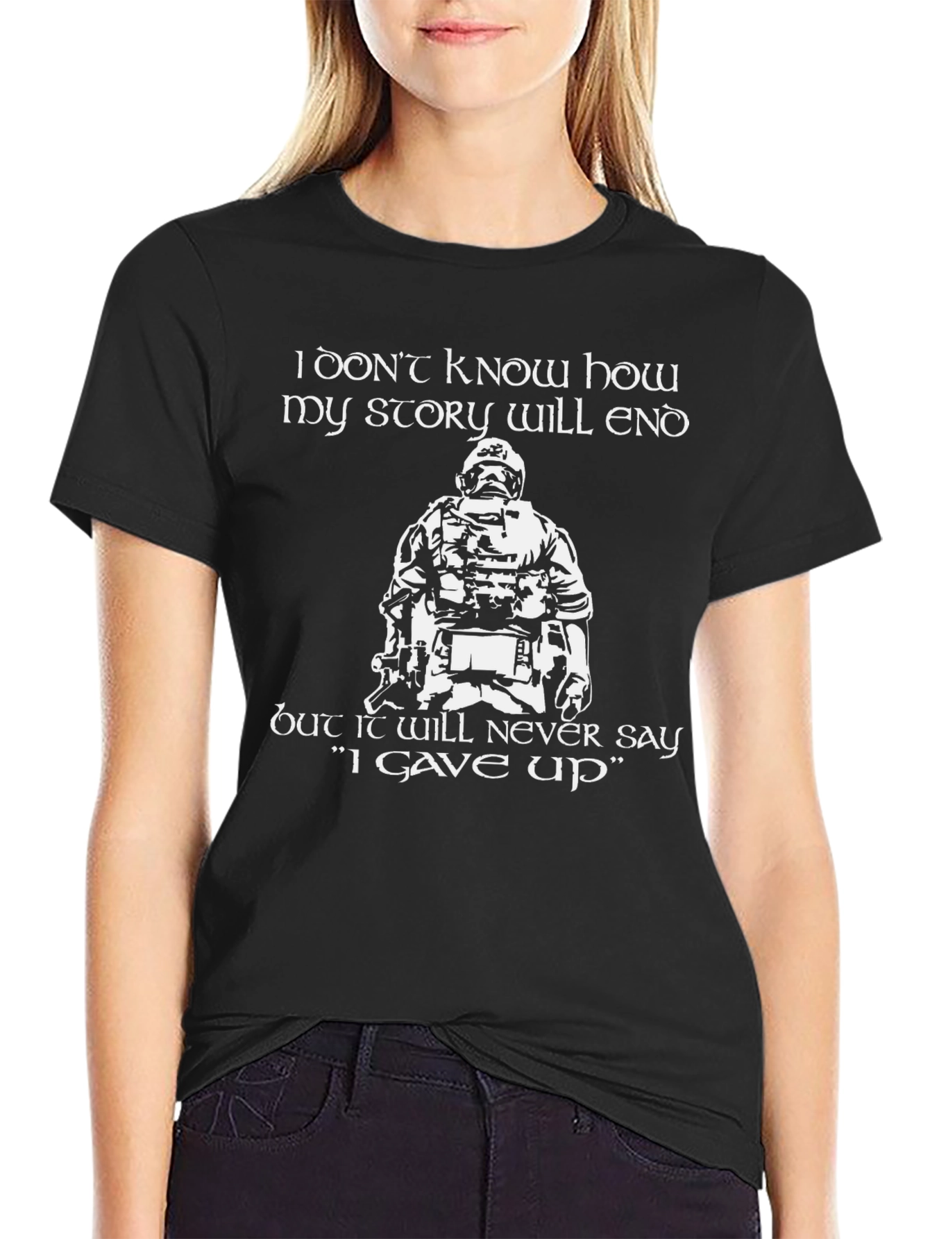 Never Give Up Graphic Tee - Black
