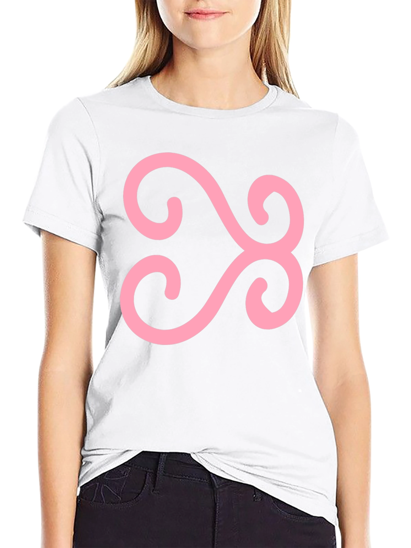 Black T-Shirt with Pink Adinkra Symbol