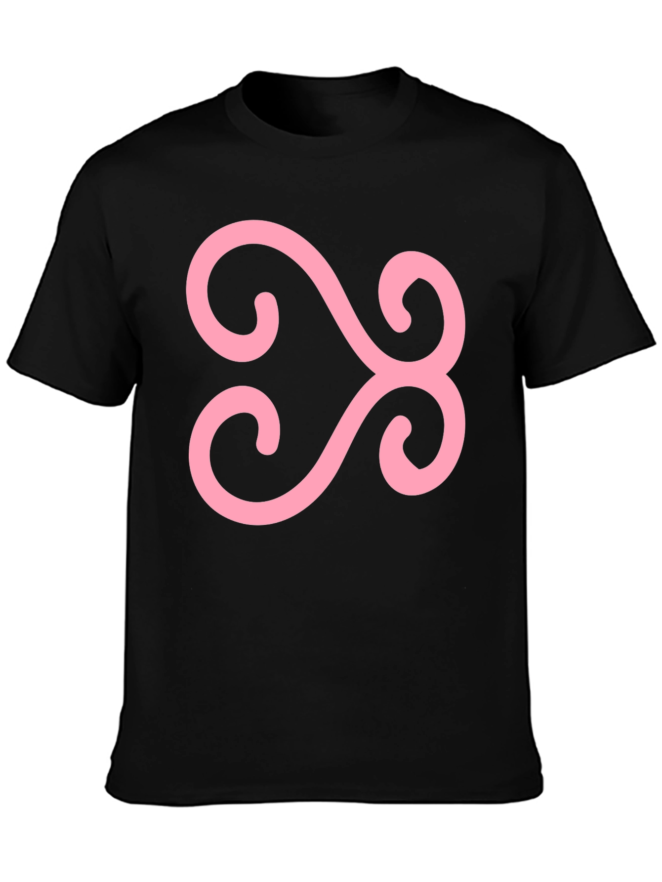 Black T-Shirt with Pink Adinkra Symbol