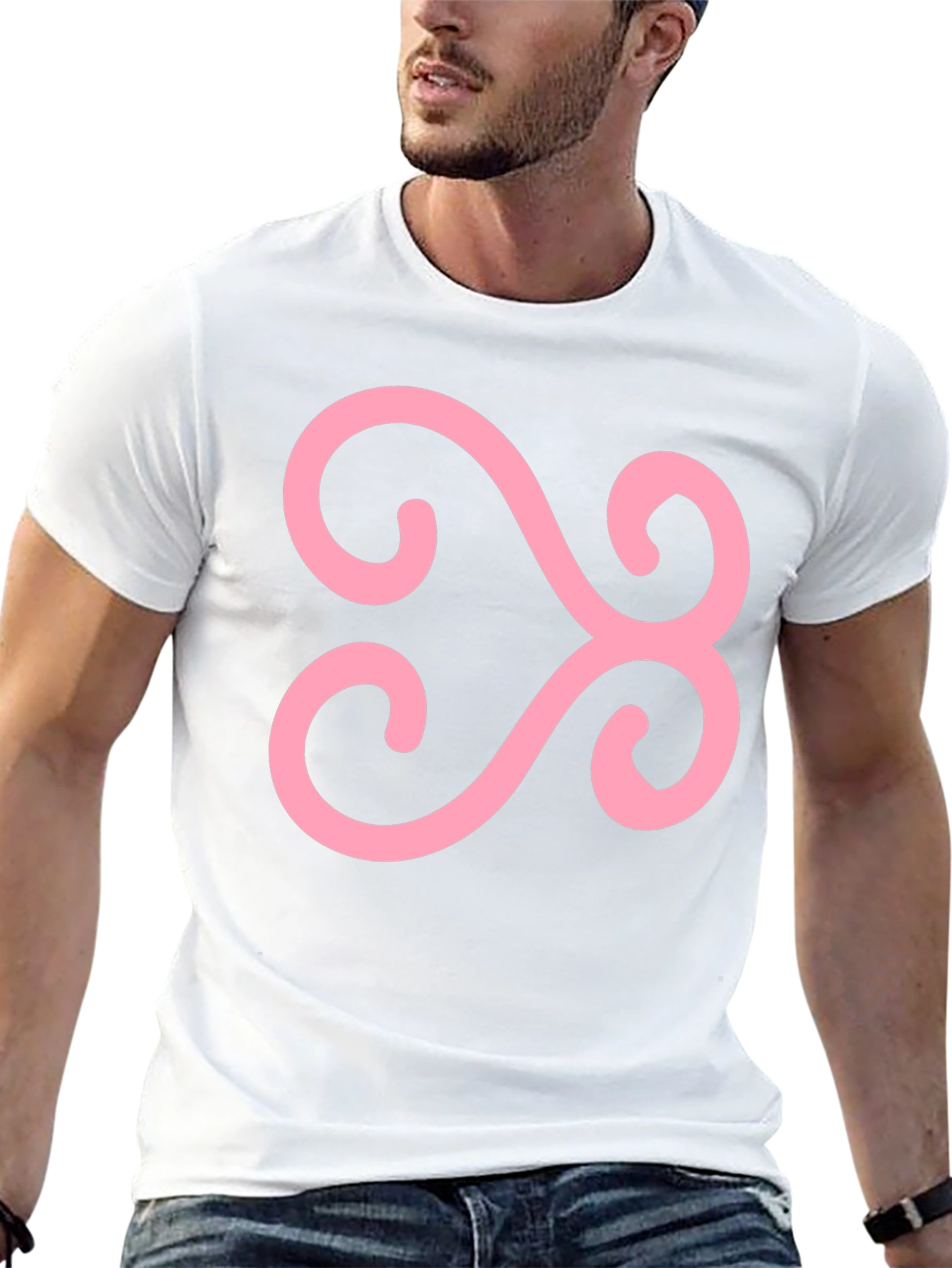 Black T-Shirt with Pink Adinkra Symbol