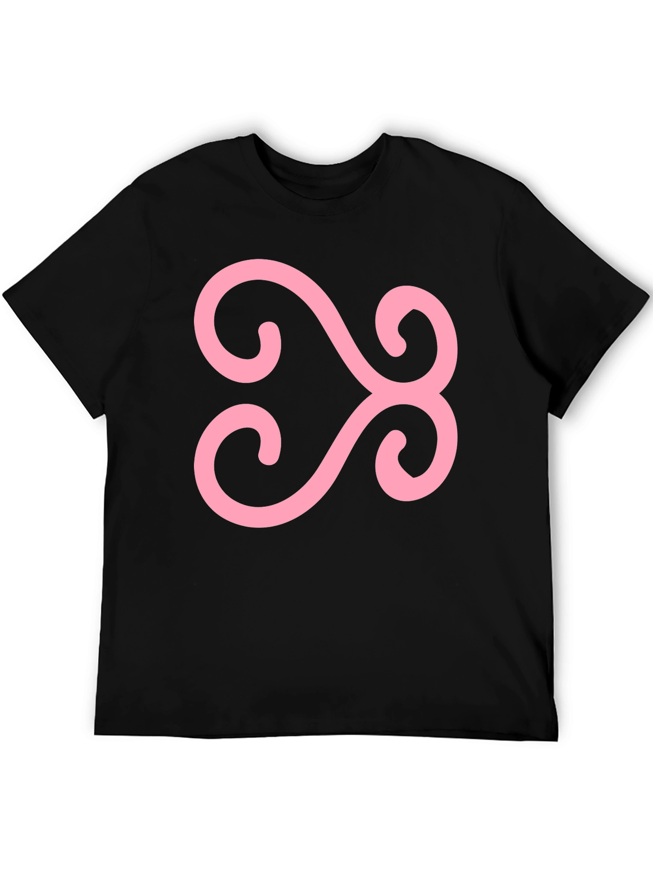 Black T-Shirt with Pink Adinkra Symbol