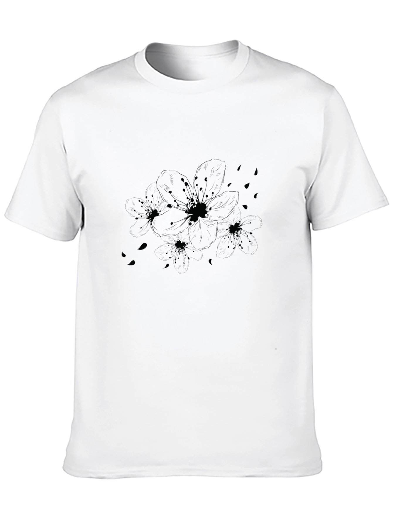 Black Blossom Graphic Tee - Casual Comfort