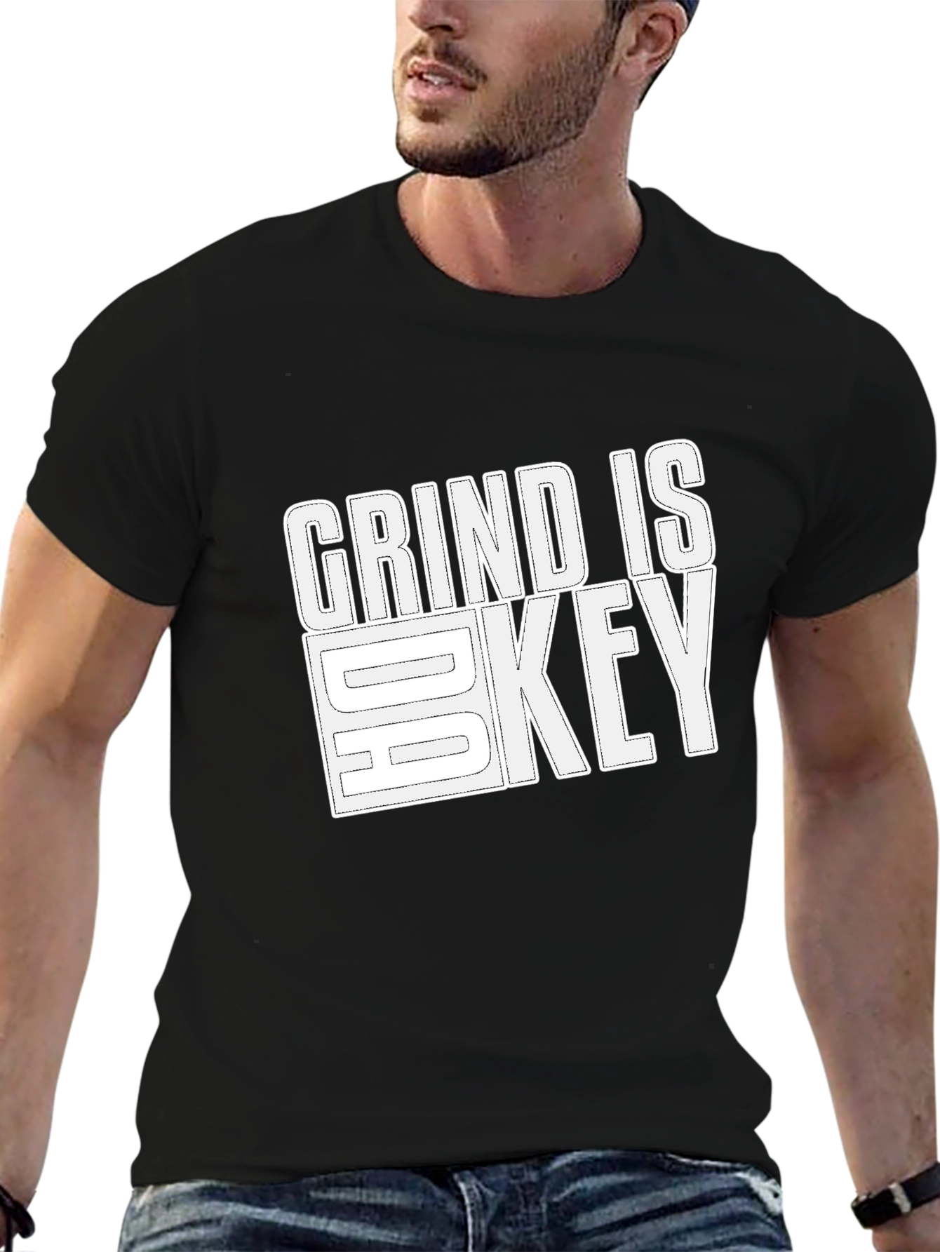 Grind is Key Black Graphic T-Shirt