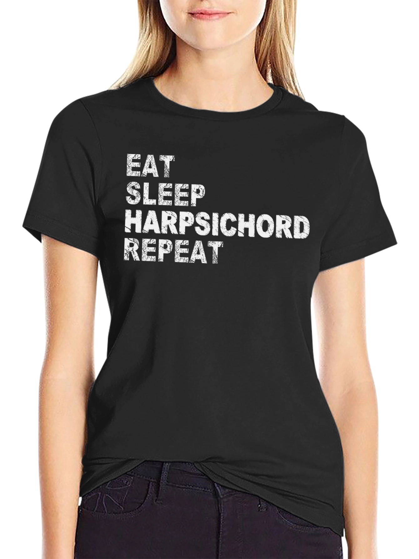 Eat Sleep Harpsichord Repeat - Novelty Graphic T-Shirt
