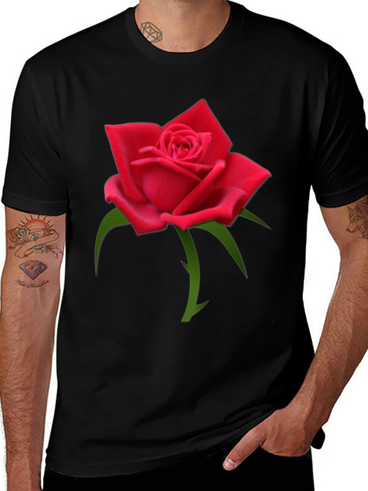 Mens Black Rose Graphic Tee - Stylish & Comfortable