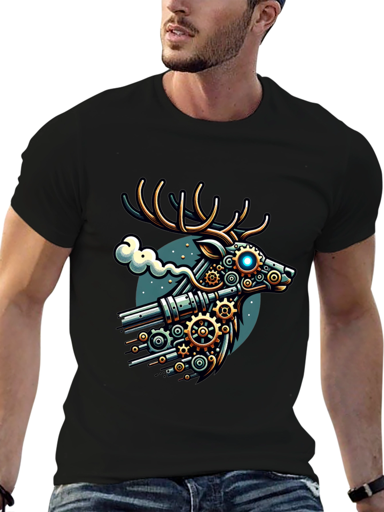 Steampunk Deer Graphic T-Shirt