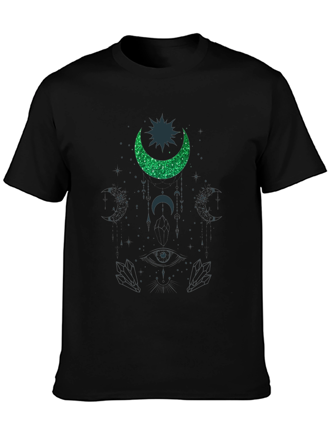 Cosmic Crescent T-Shirt - Mystical Design