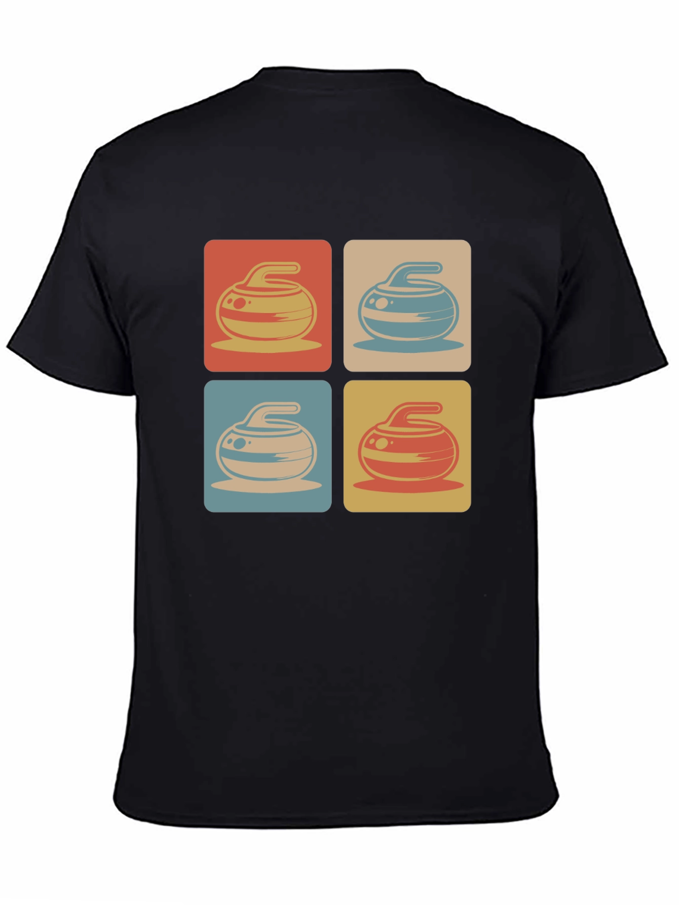 Retro Curling Rock Pattern Tee