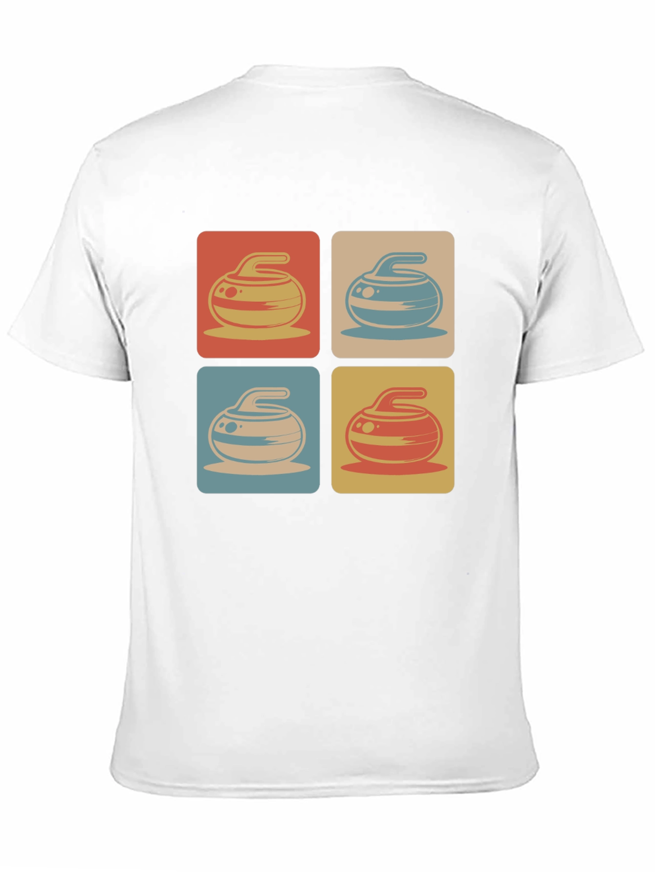 Retro Curling Rock Pattern Tee