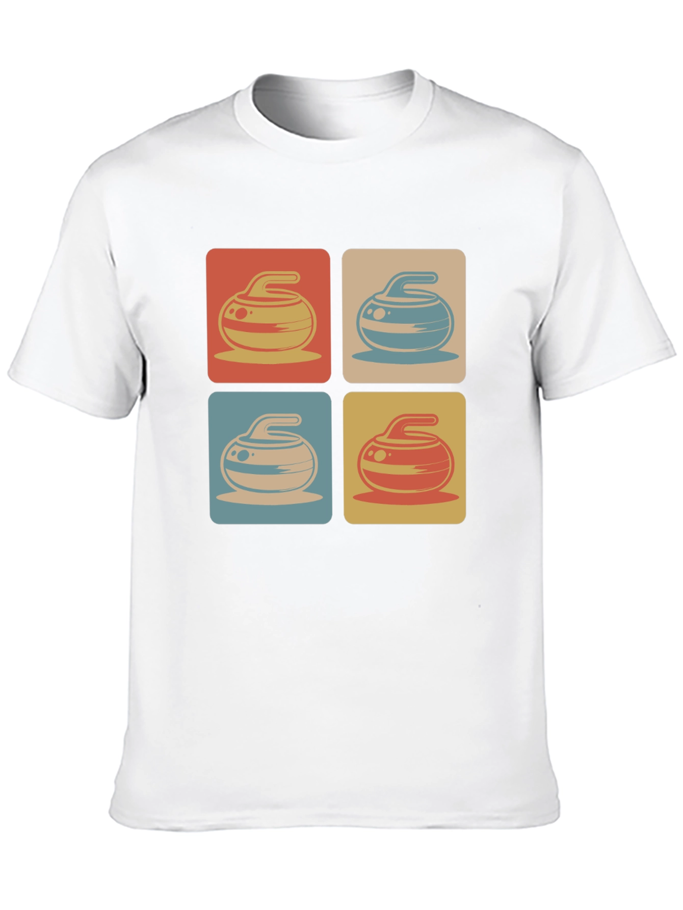 Retro Curling Rock Pattern Tee