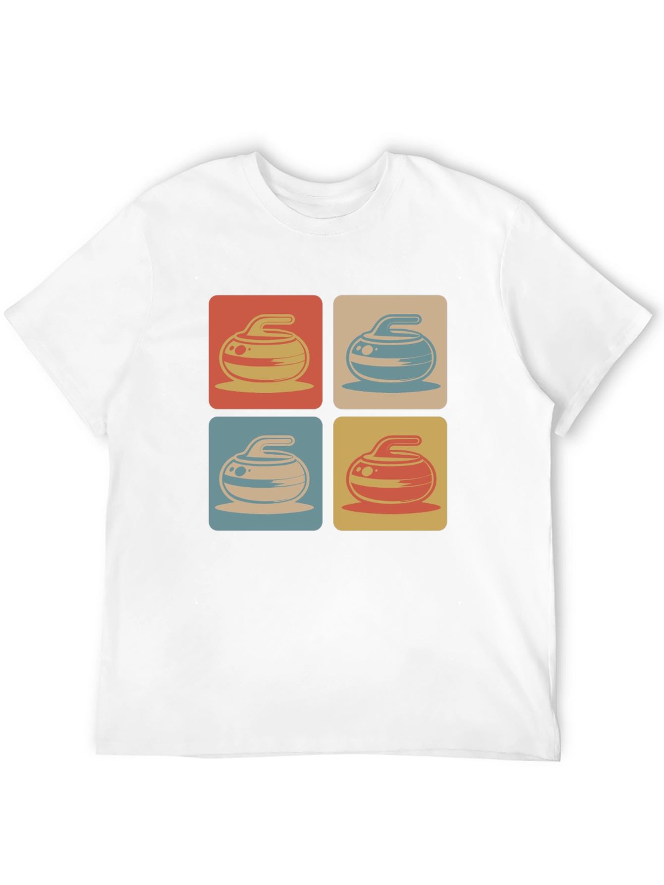 Retro Curling Rock Pattern Tee