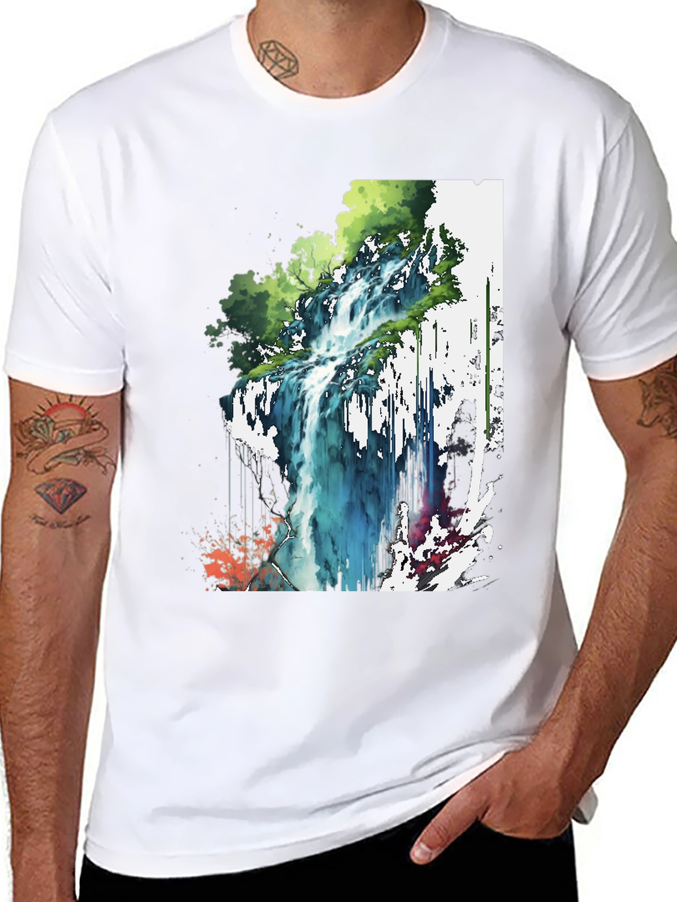 Waterfall Graphic Tee - Nature Inspired Design