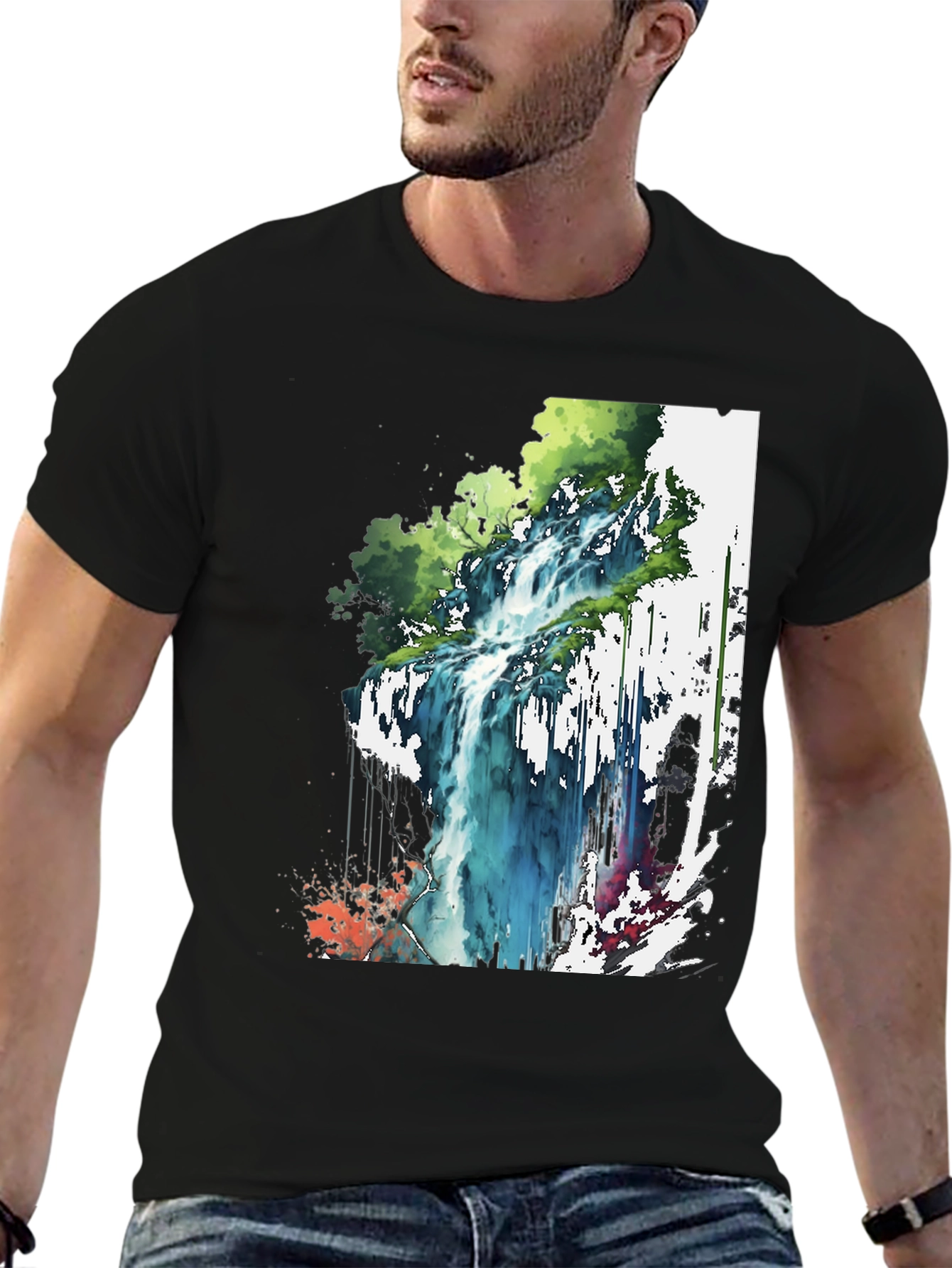 Waterfall Graphic Tee - Nature Inspired Design