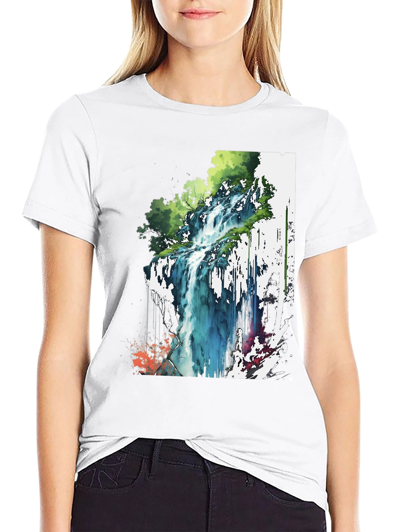 Waterfall Graphic Tee - Nature Inspired Design