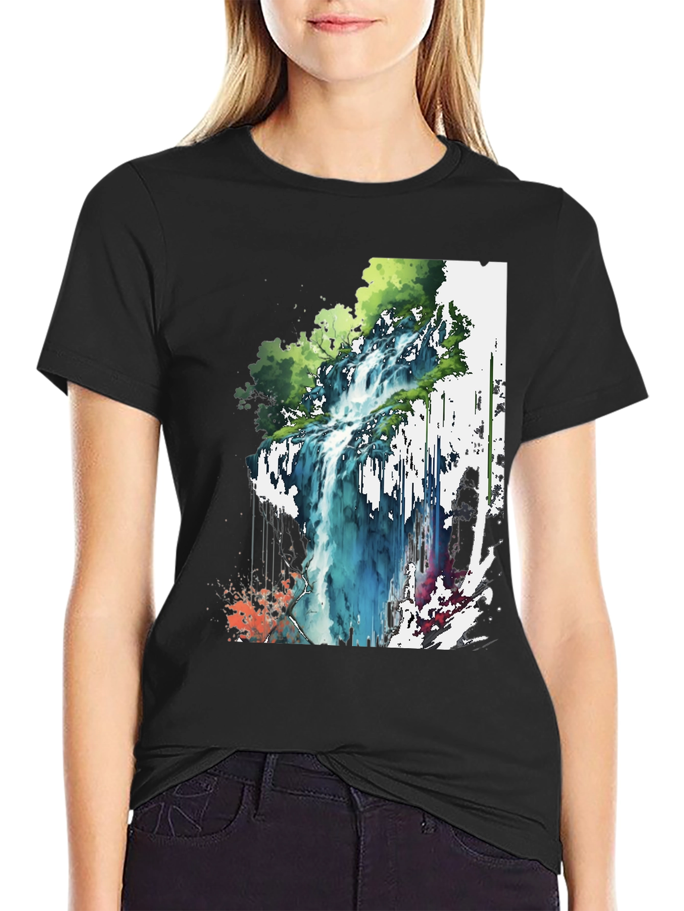 Waterfall Graphic Tee - Nature Inspired Design