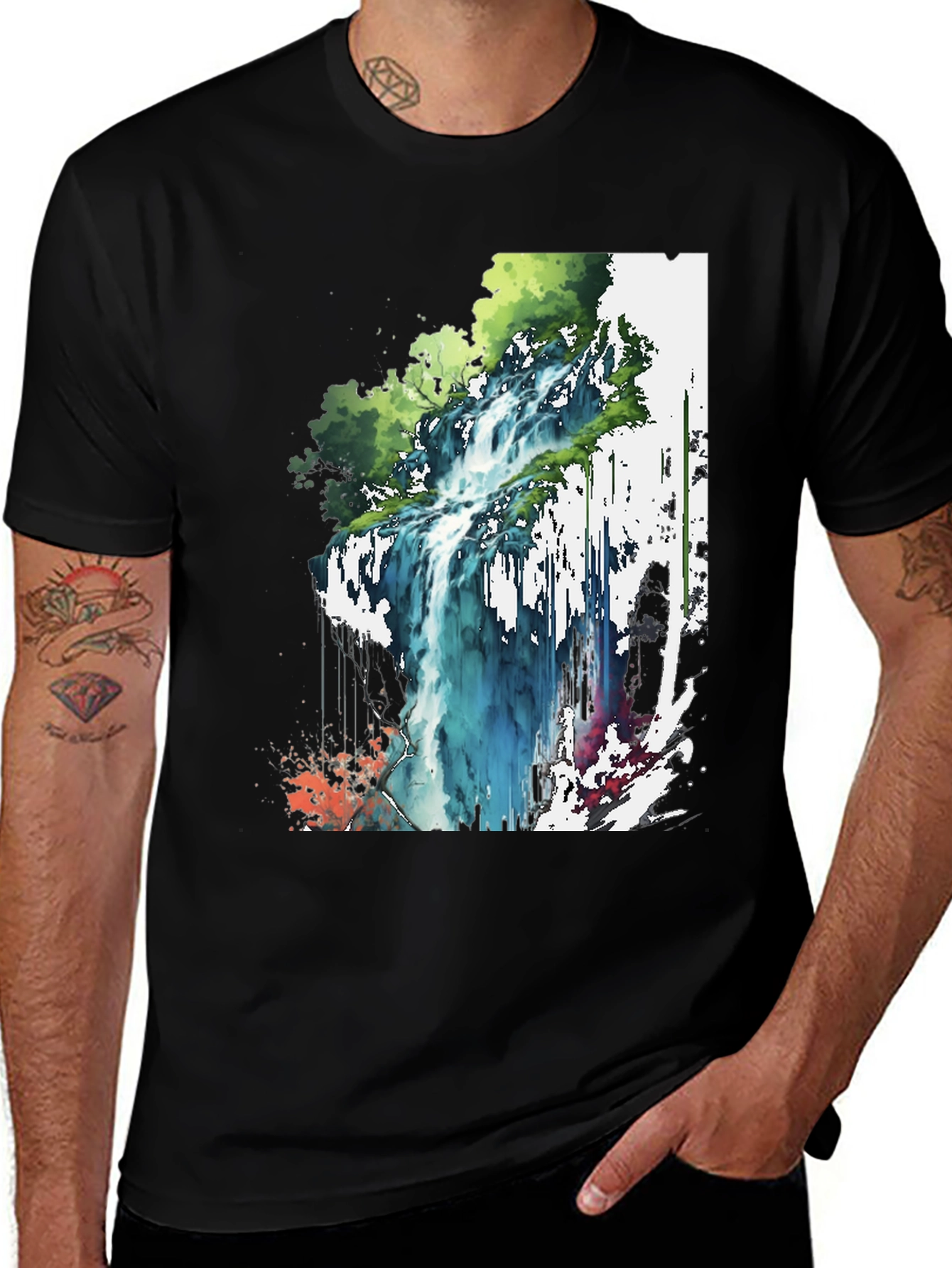 Waterfall Graphic Tee - Nature Inspired Design
