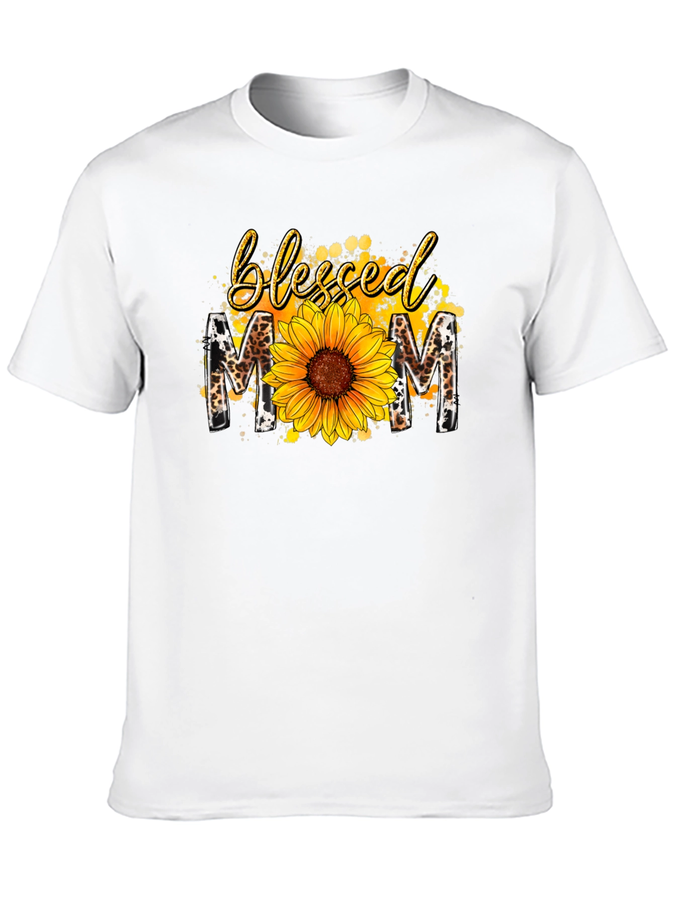 Blessed Mom Sunflower Graphic Tee - Black