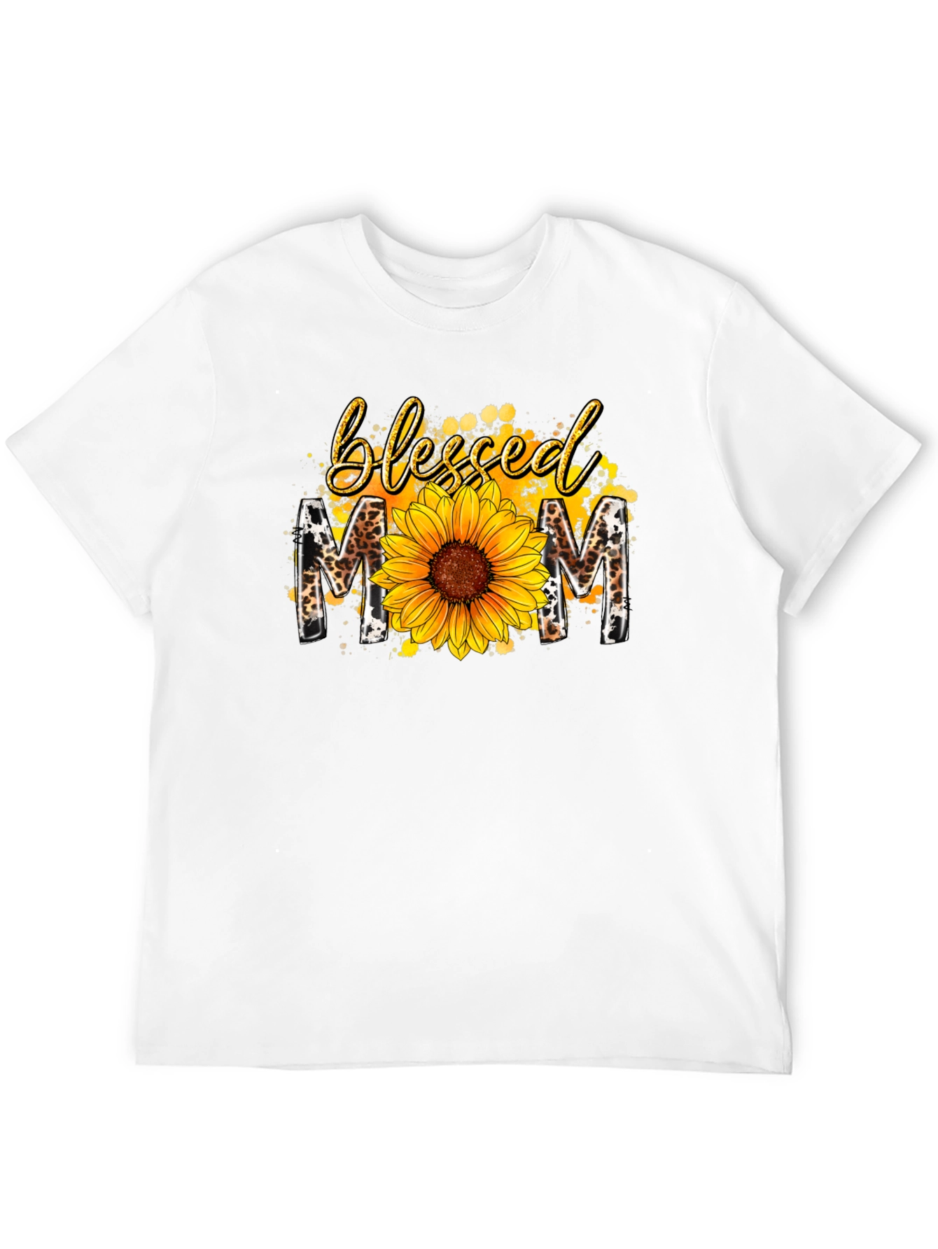 Blessed Mom Sunflower Graphic Tee - Black