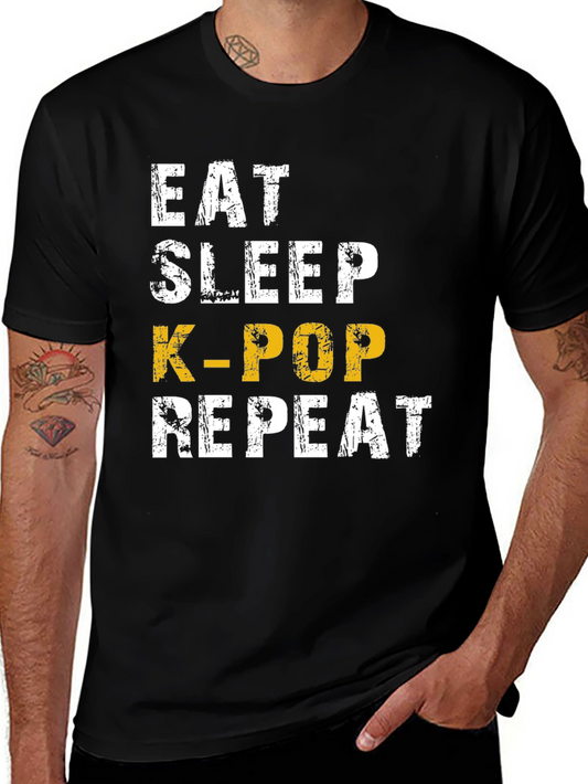 Eat Sleep K-Pop Repeat Black T-Shirt