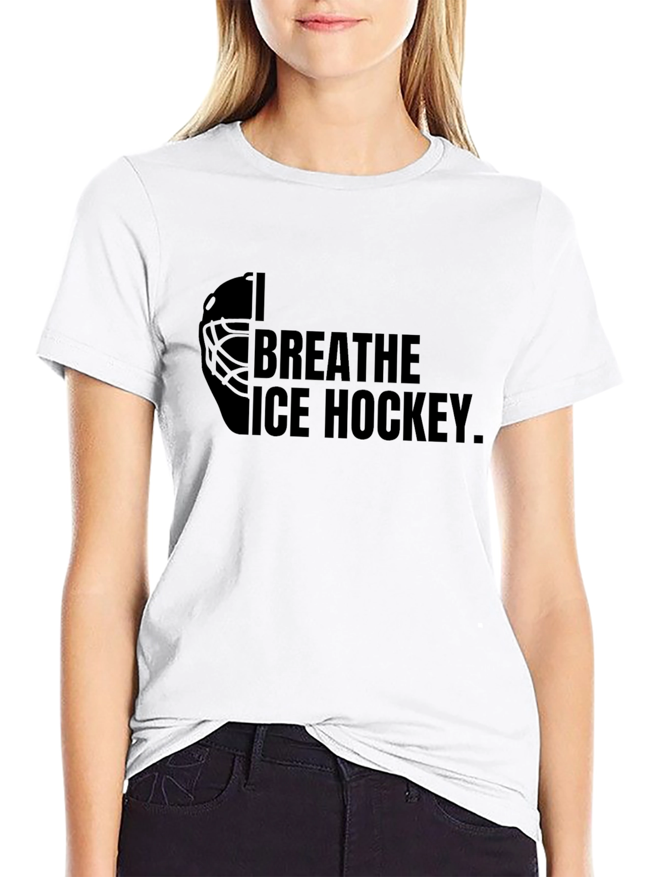 I Breathe Ice Hockey Black Graphic Tee Shirt