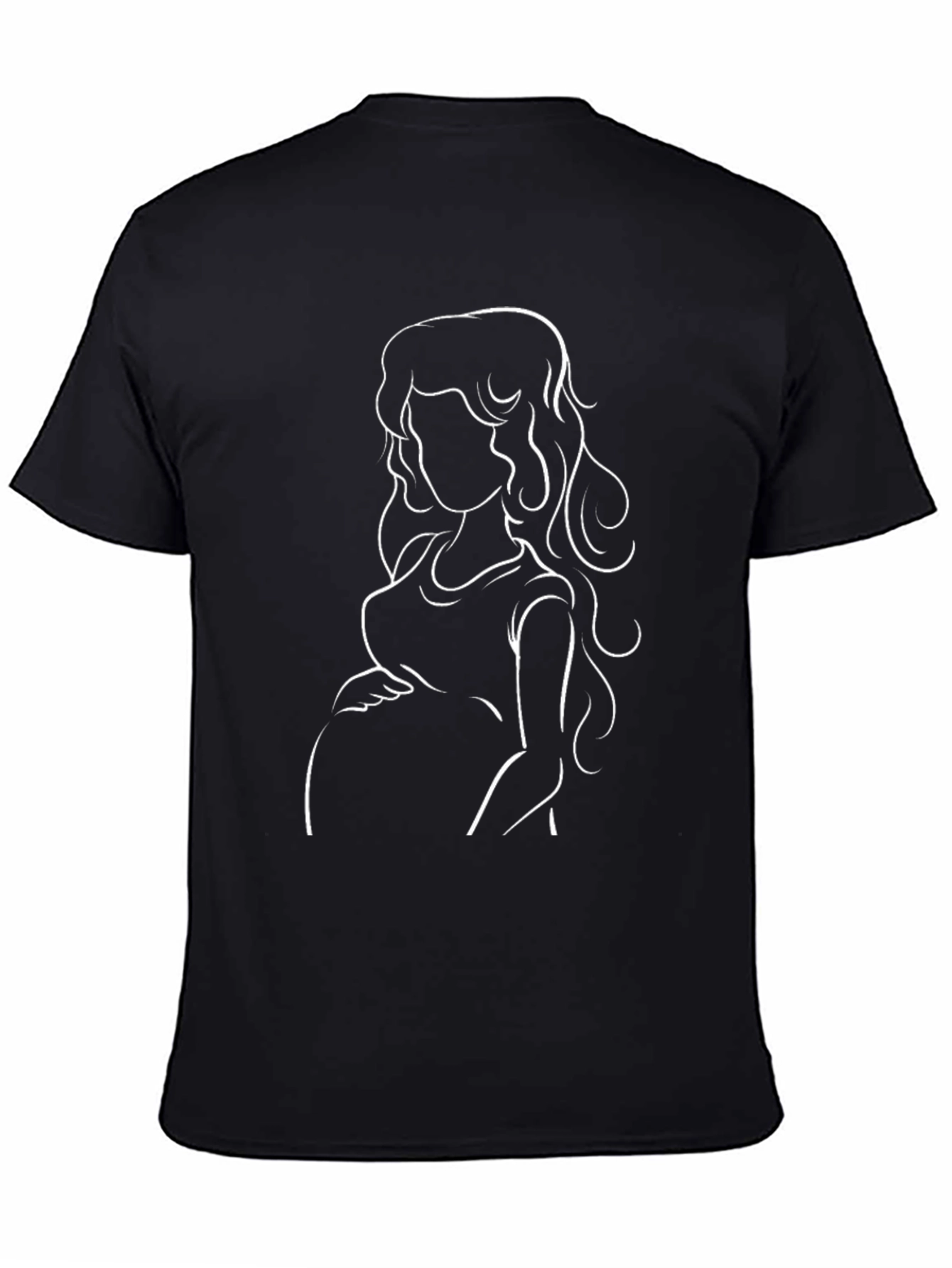 Stylish Pregnant Woman Graphic Tee - Black