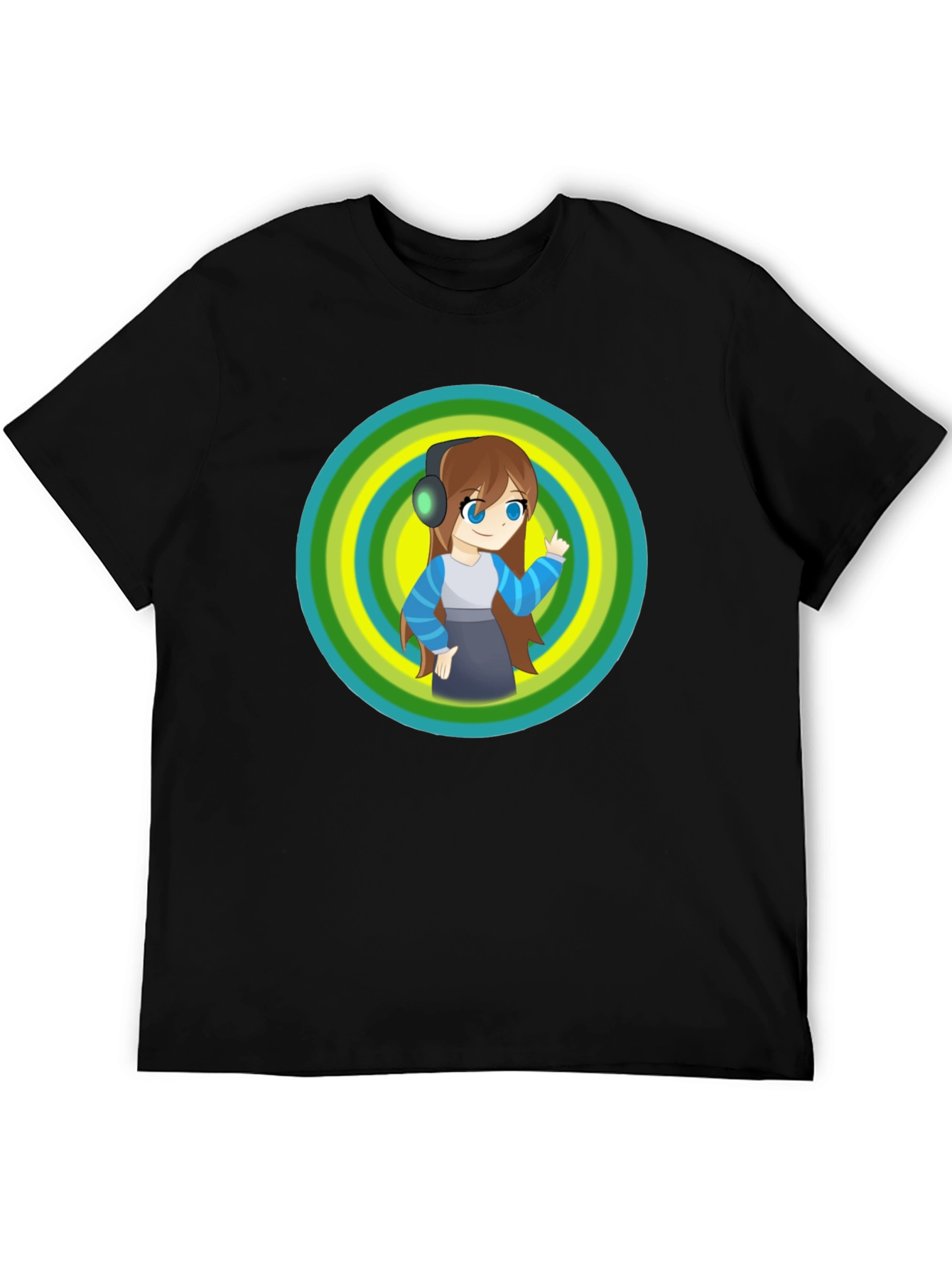 Anime Girl Graphic Black T-Shirt