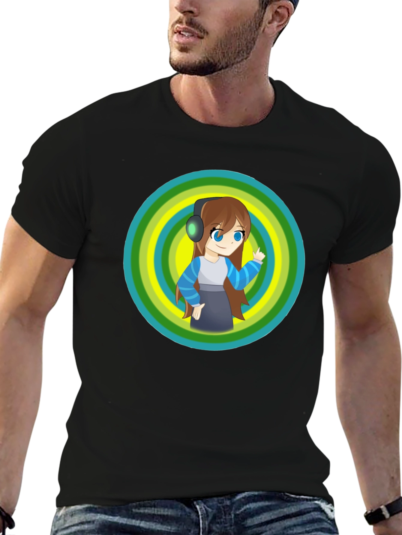 Anime Girl Graphic Black T-Shirt