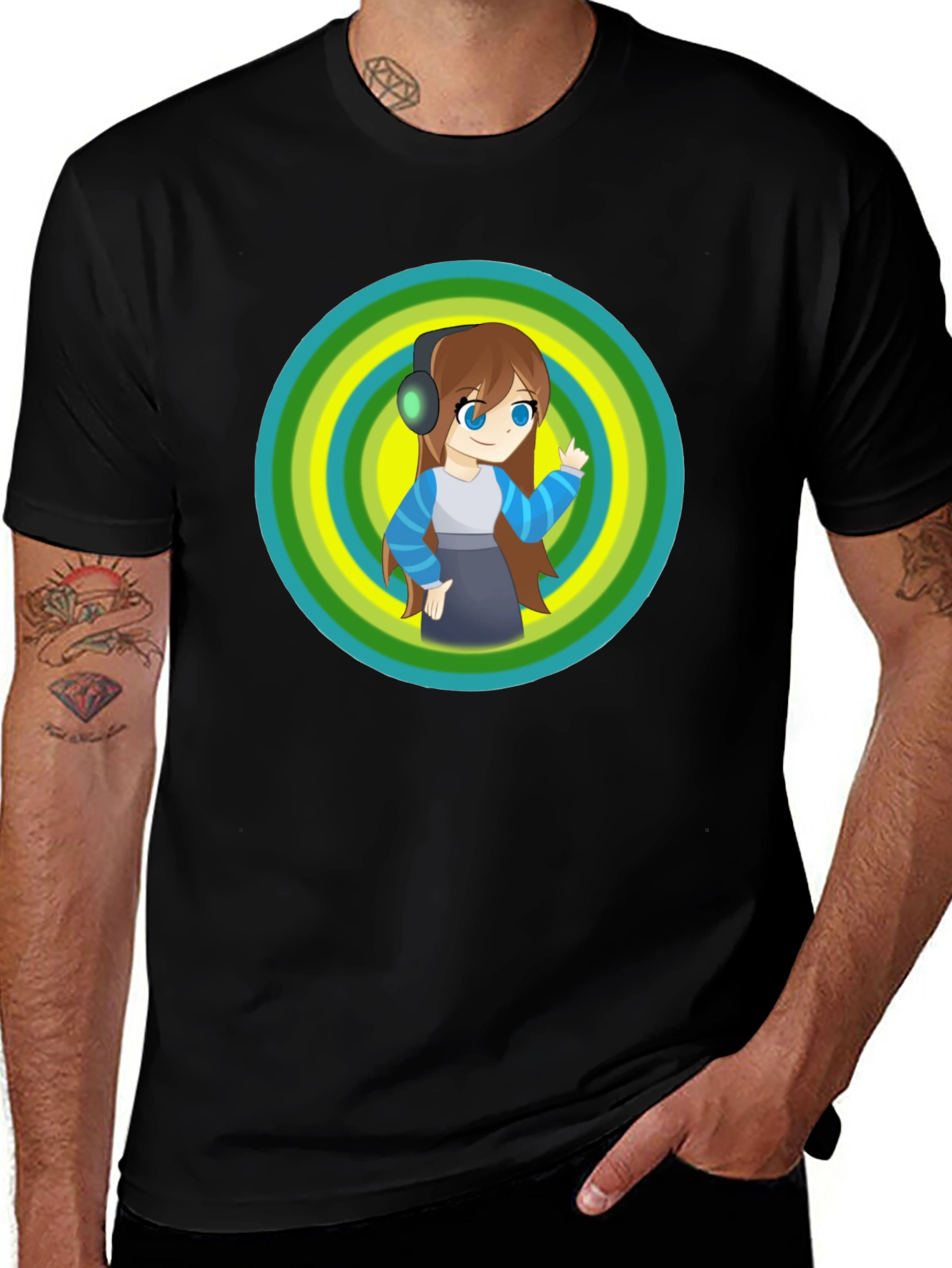 Anime Girl Graphic Black T-Shirt