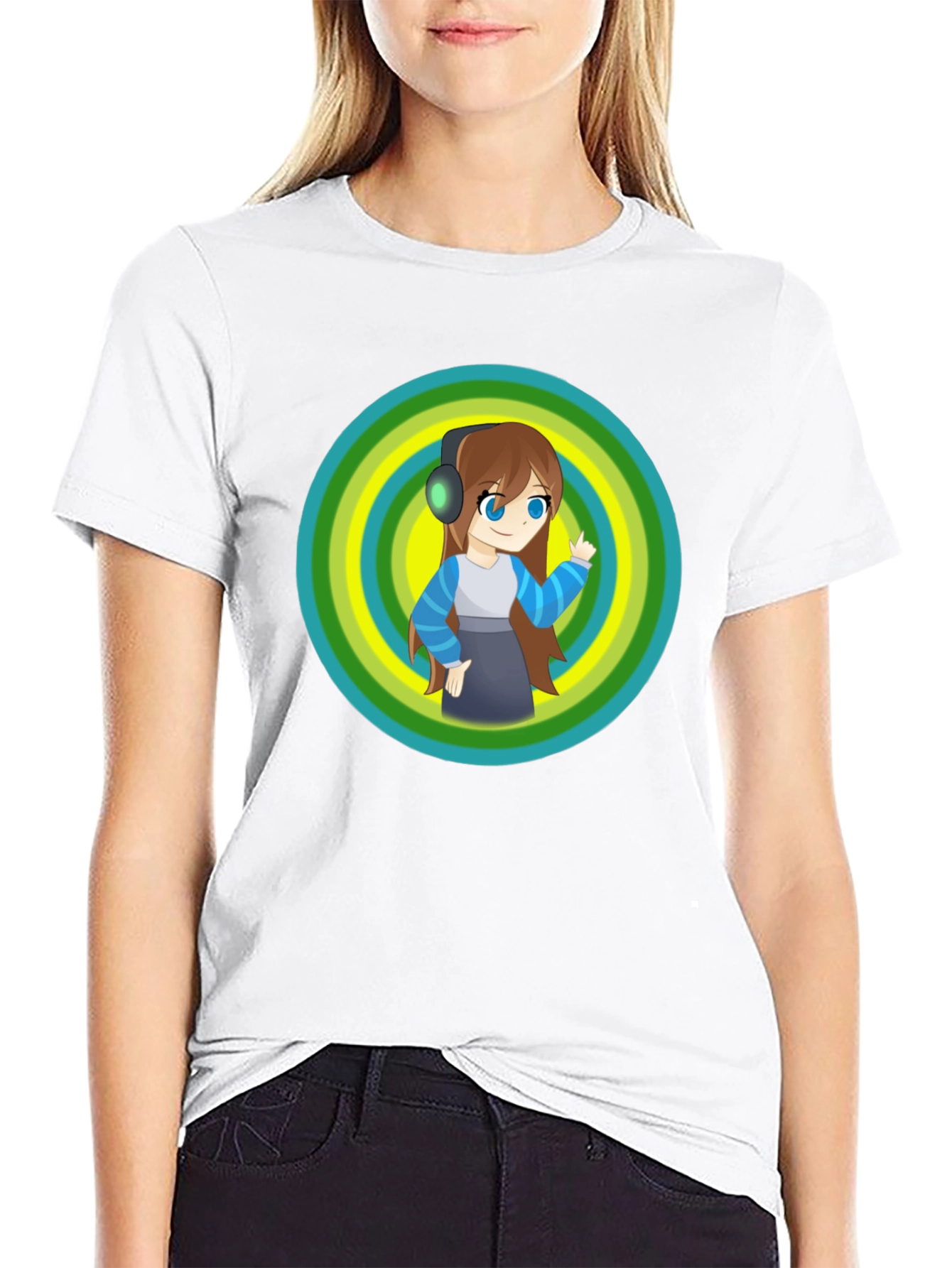 Anime Girl Graphic Black T-Shirt