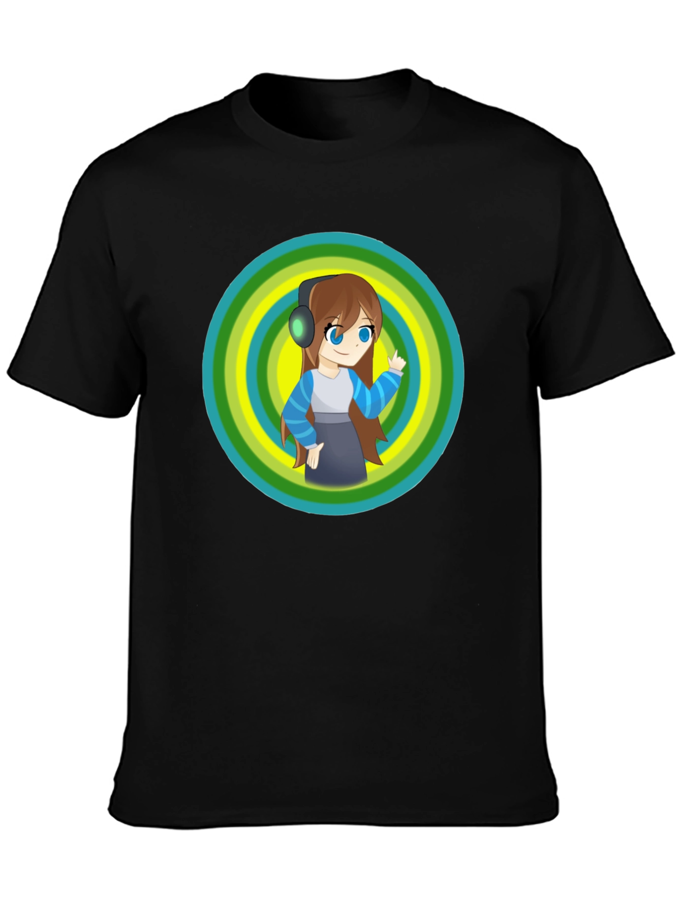 Anime Girl Graphic Black T-Shirt