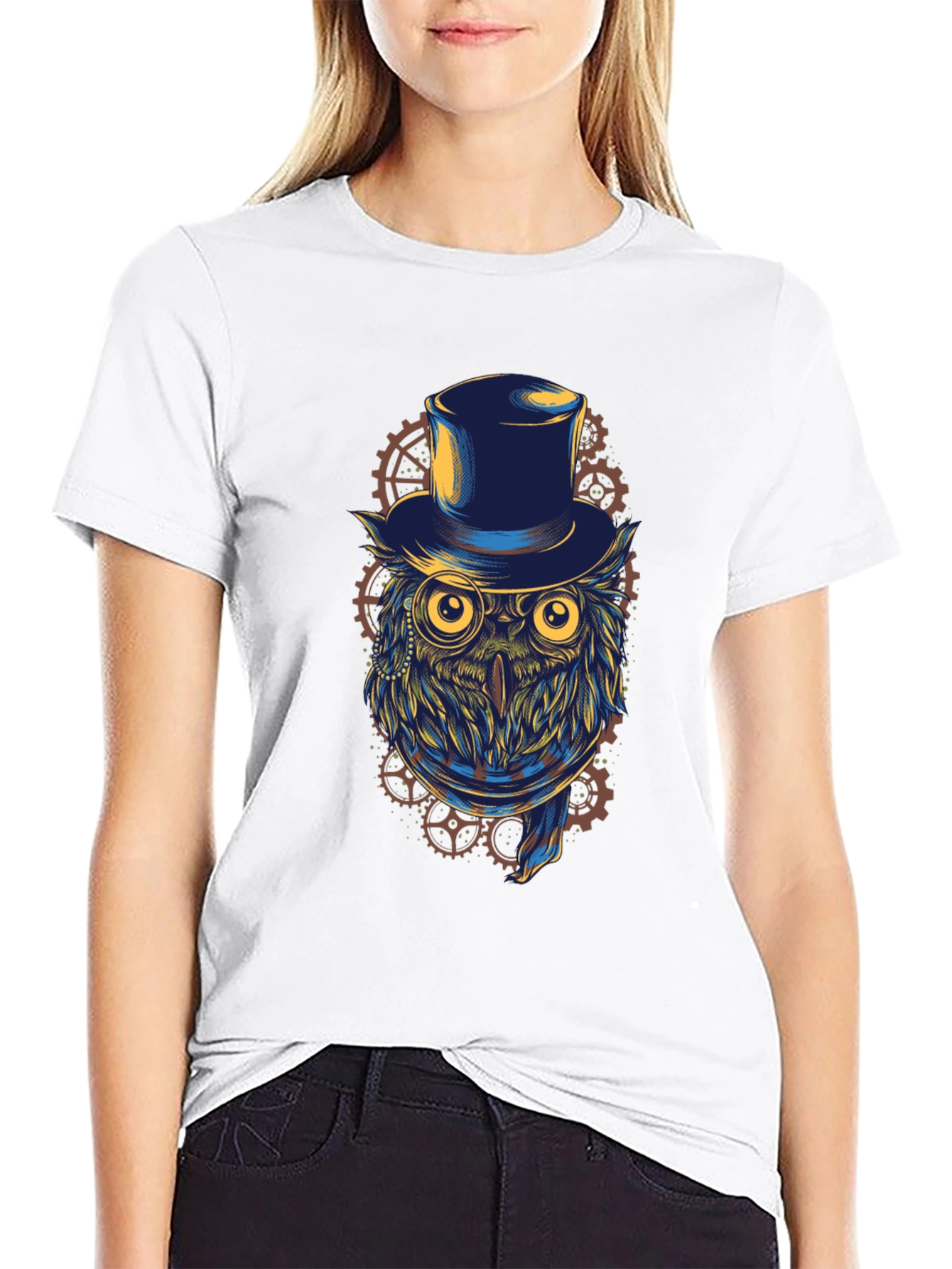 Steampunk Owl T-Shirt - Top Hat & Goggles